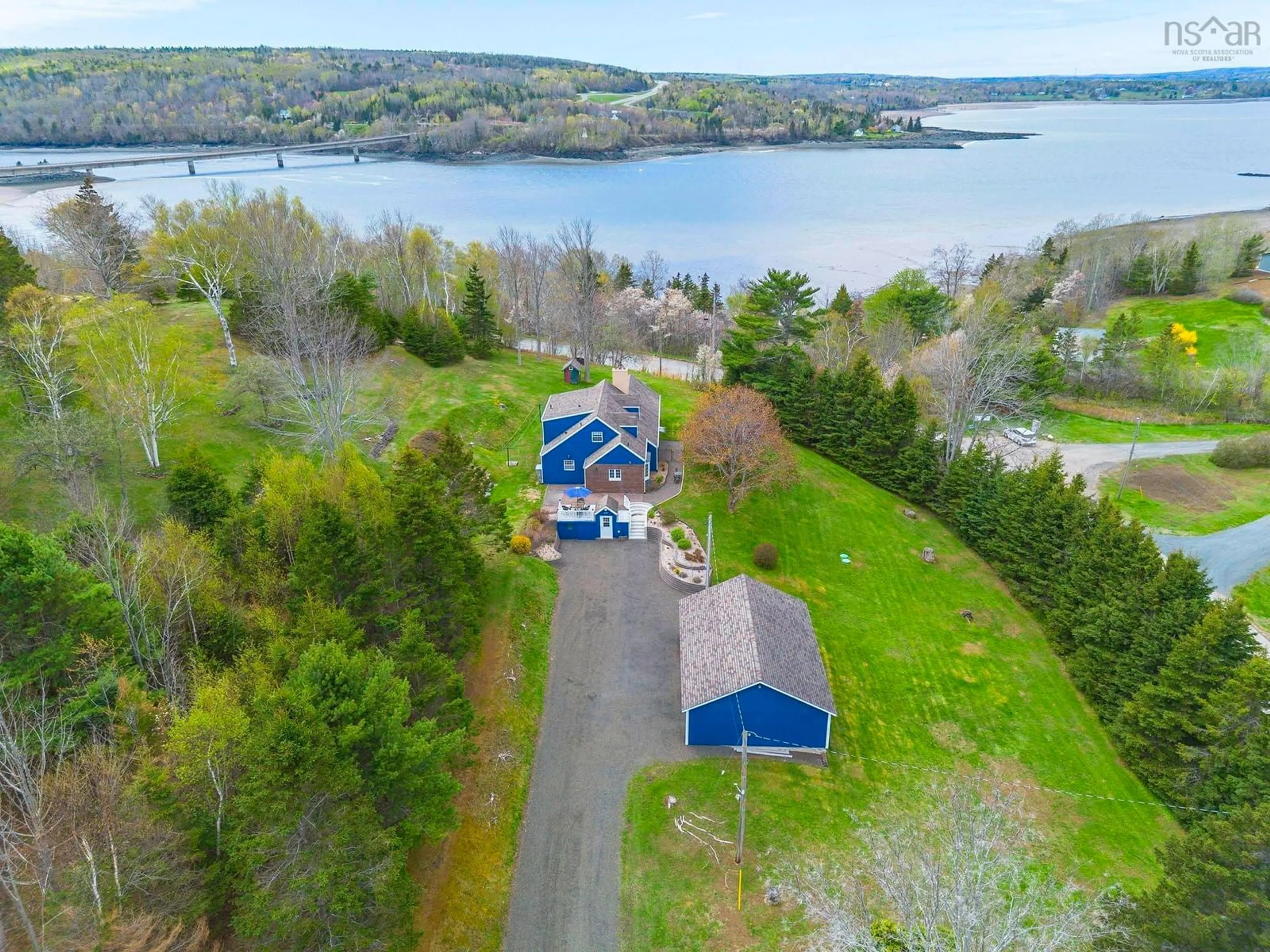 A pic from outside/outdoor area/front of a property/back of a property/a pic from drone, water/lake/river/ocean view for 109 Old Trunk 1, Deep Brook Nova Scotia B0S 1J0