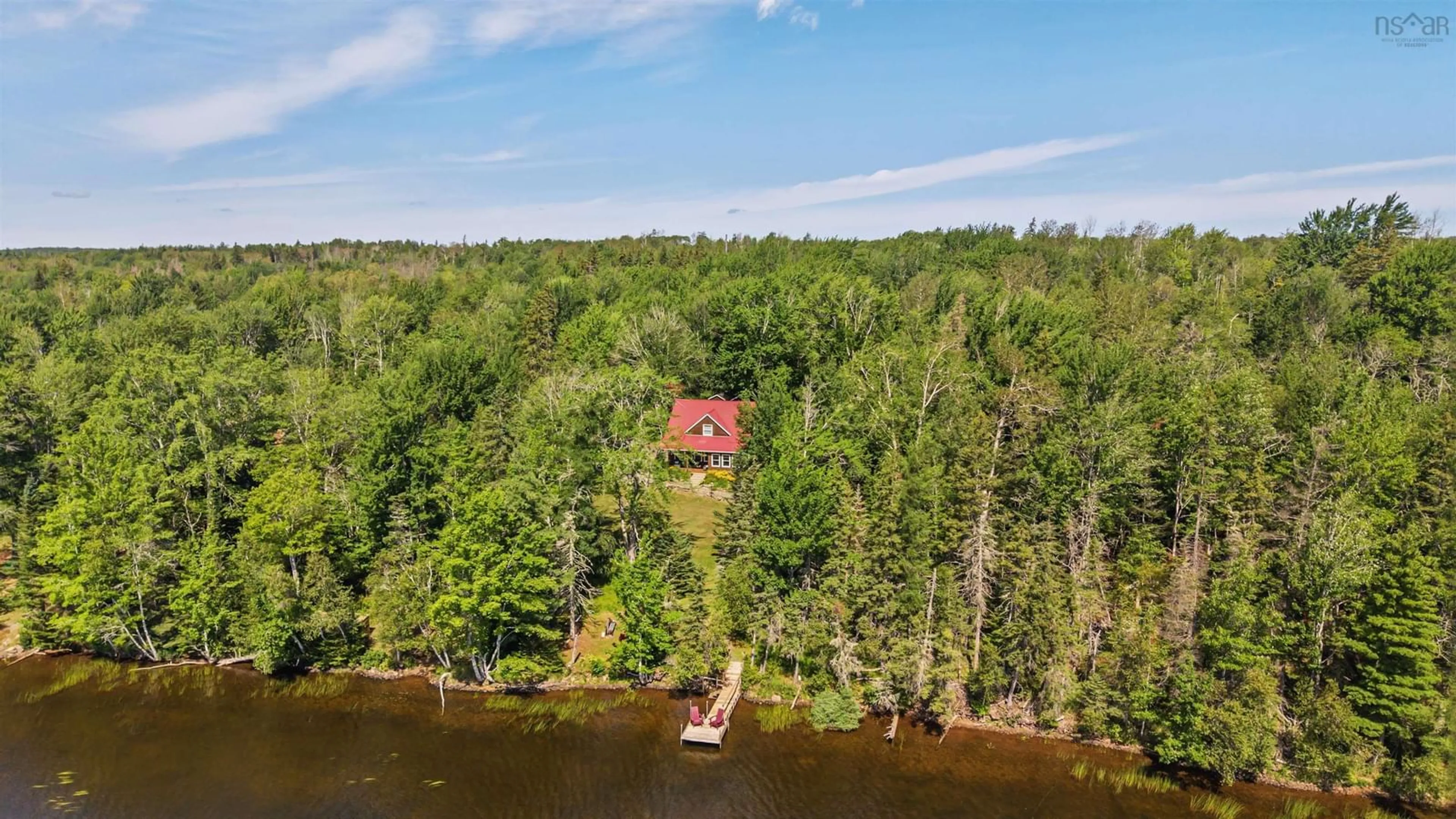 A pic from outside/outdoor area/front of a property/back of a property/a pic from drone, water/lake/river/ocean view for 301 Angevine Lake Road, Angevine Lake Nova Scotia B0K 1Y0