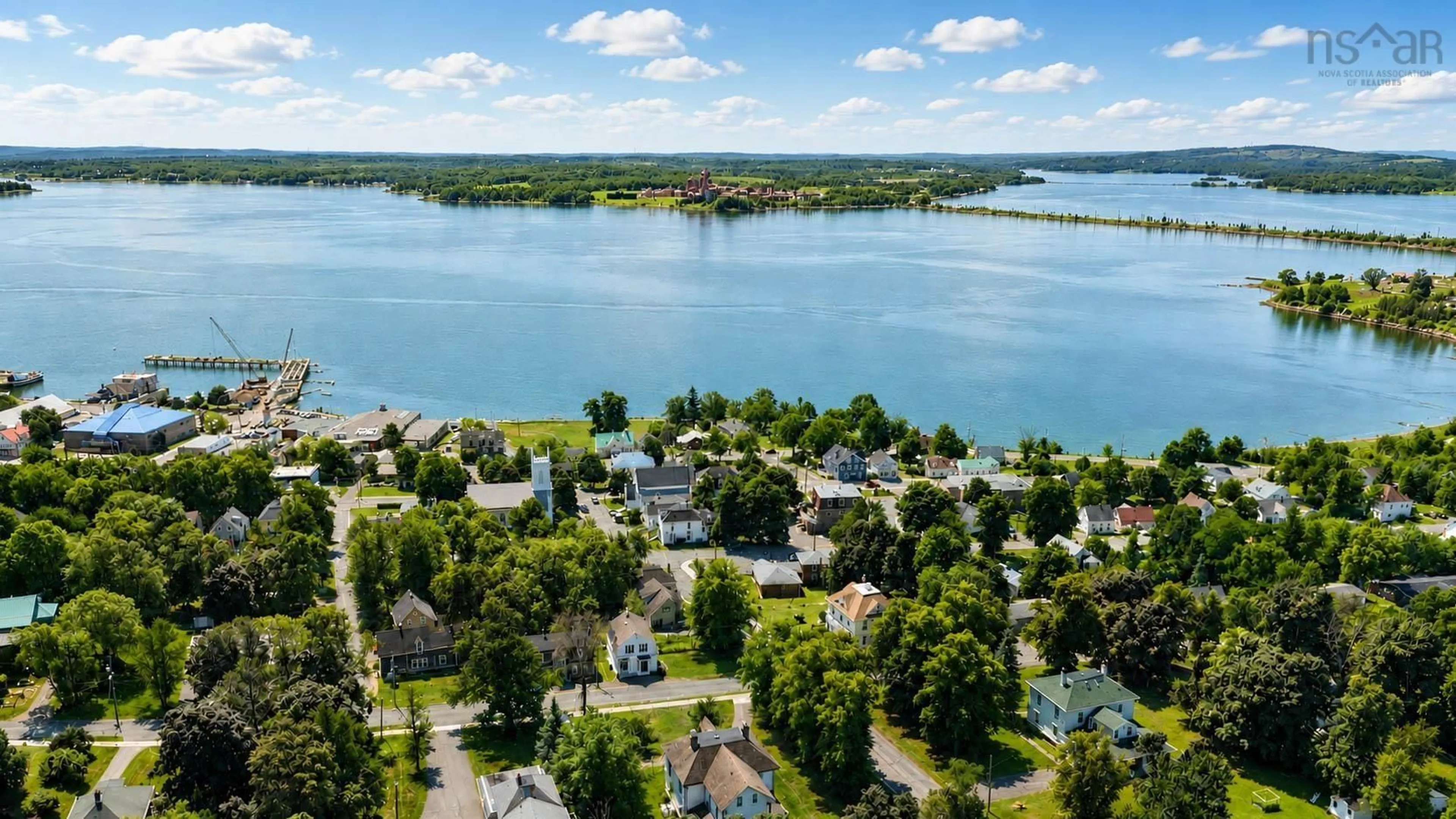 A pic from outside/outdoor area/front of a property/back of a property/a pic from drone, water/lake/river/ocean view for 258 Faulkland Street St, Pictou Nova Scotia B0K 1H0