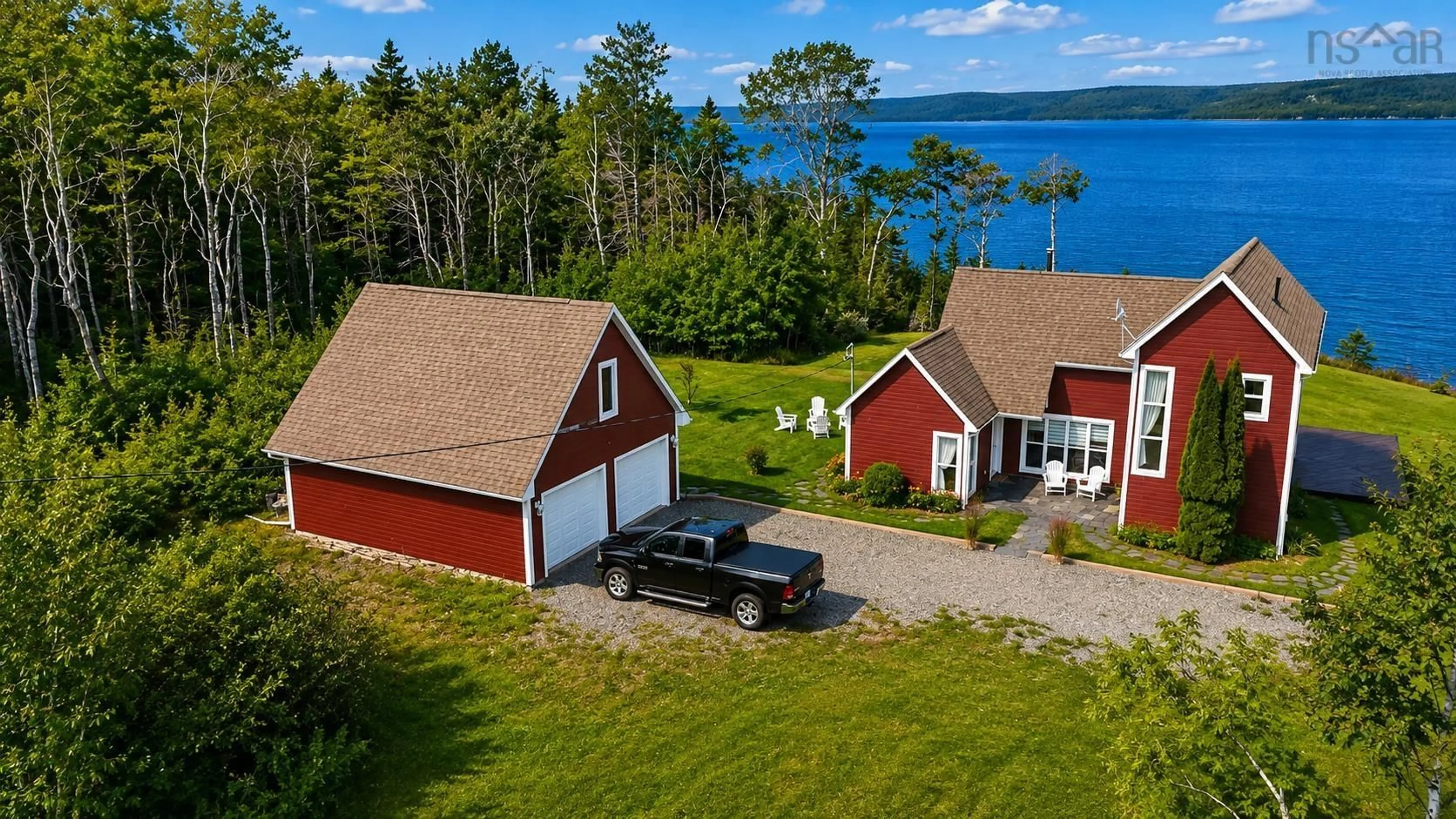 A pic from outside/outdoor area/front of a property/back of a property/a pic from drone, water/lake/river/ocean view for 4297 West Bay Rd, The Points West Bay Nova Scotia B0E 3B0
