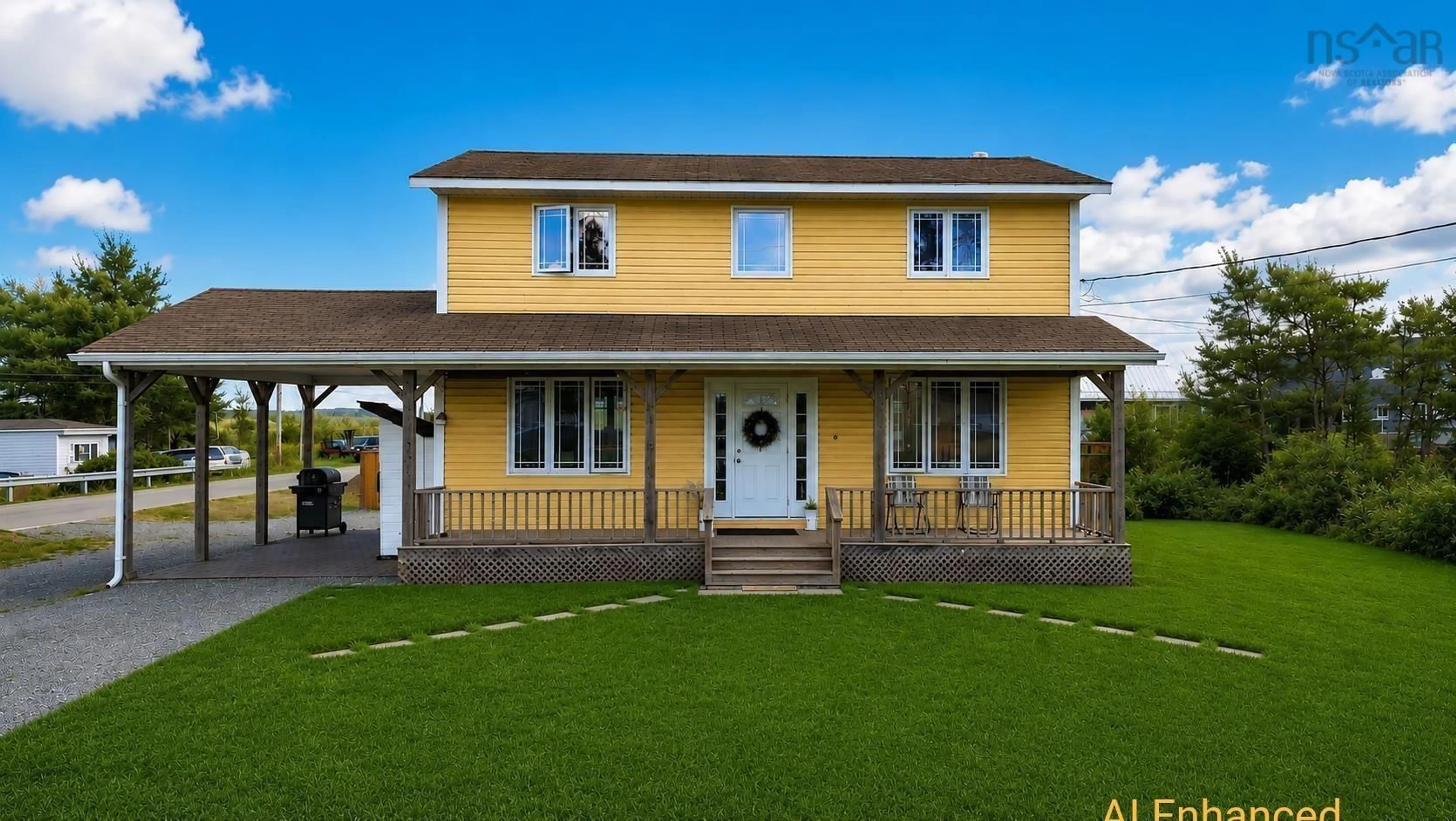 Home with vinyl exterior material, street for 9307 Pepperell St, St. Peter's Nova Scotia B0E 3B0