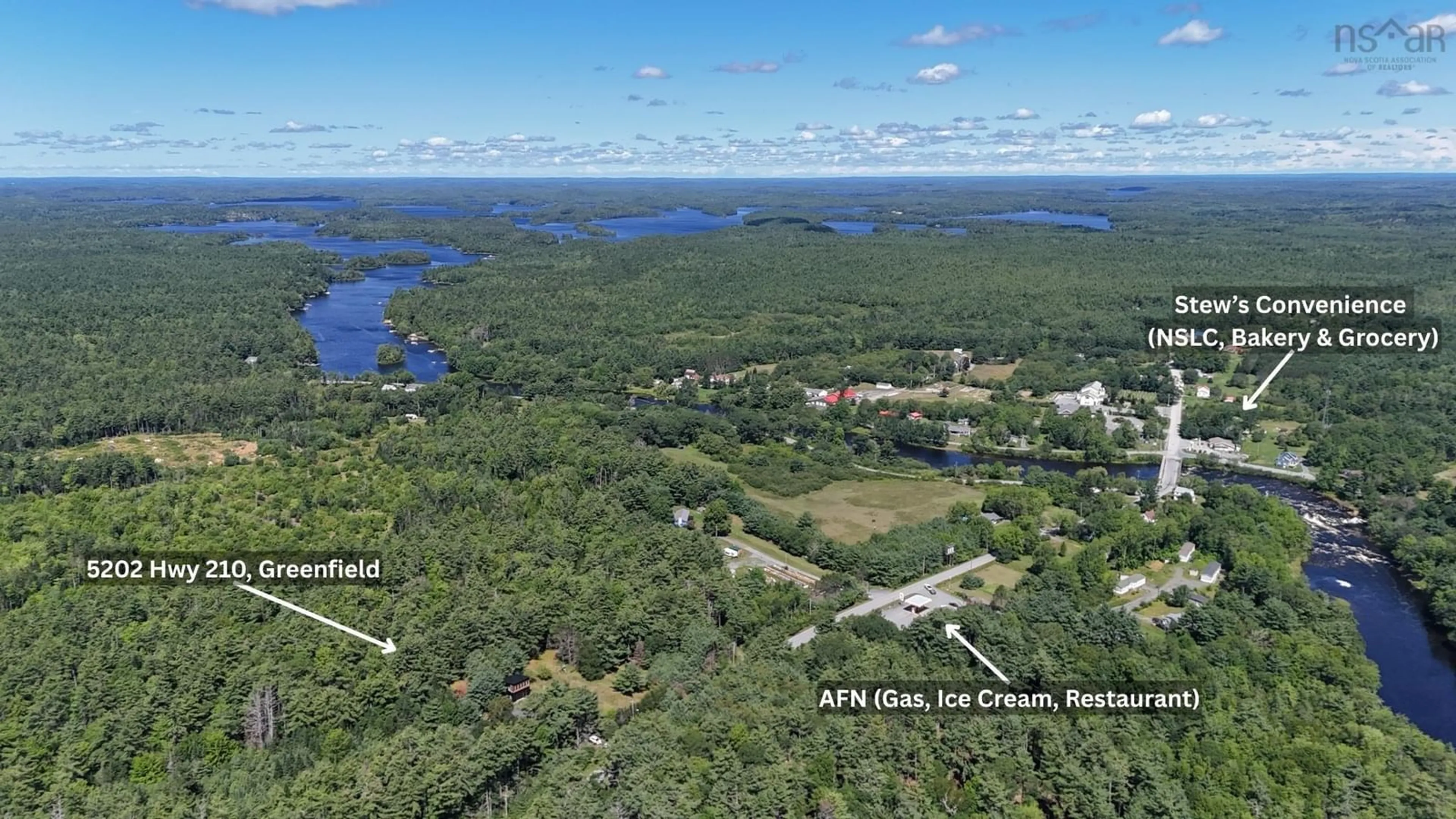 A pic from outside/outdoor area/front of a property/back of a property/a pic from drone, water/lake/river/ocean view for 5202 Highway 210, Greenfield Nova Scotia B0T 1E0