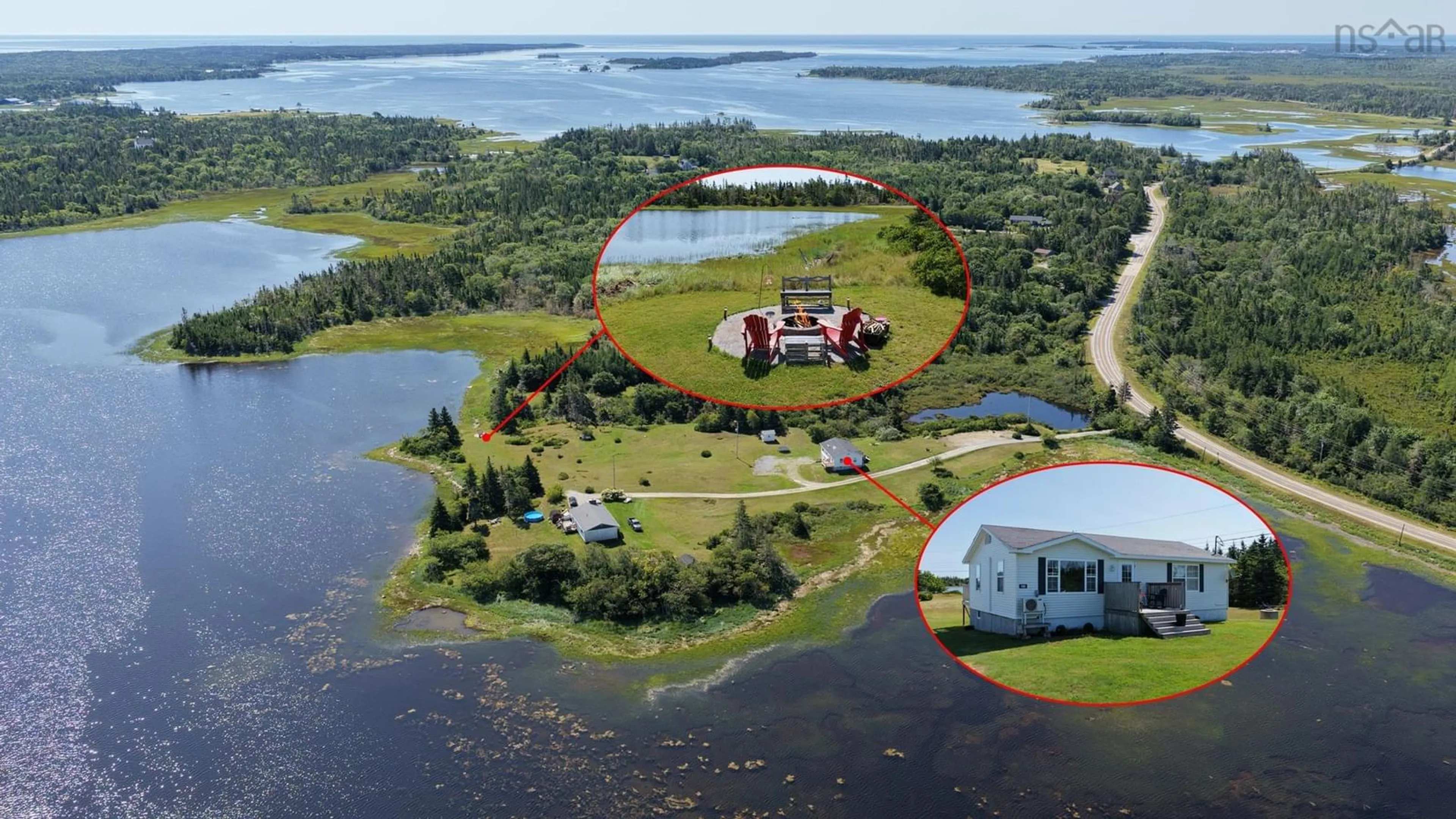 A pic from outside/outdoor area/front of a property/back of a property/a pic from drone, water/lake/river/ocean view for Port Latour Road Eel Bay #1185, Port La Tour Nova Scotia B0W 3L0