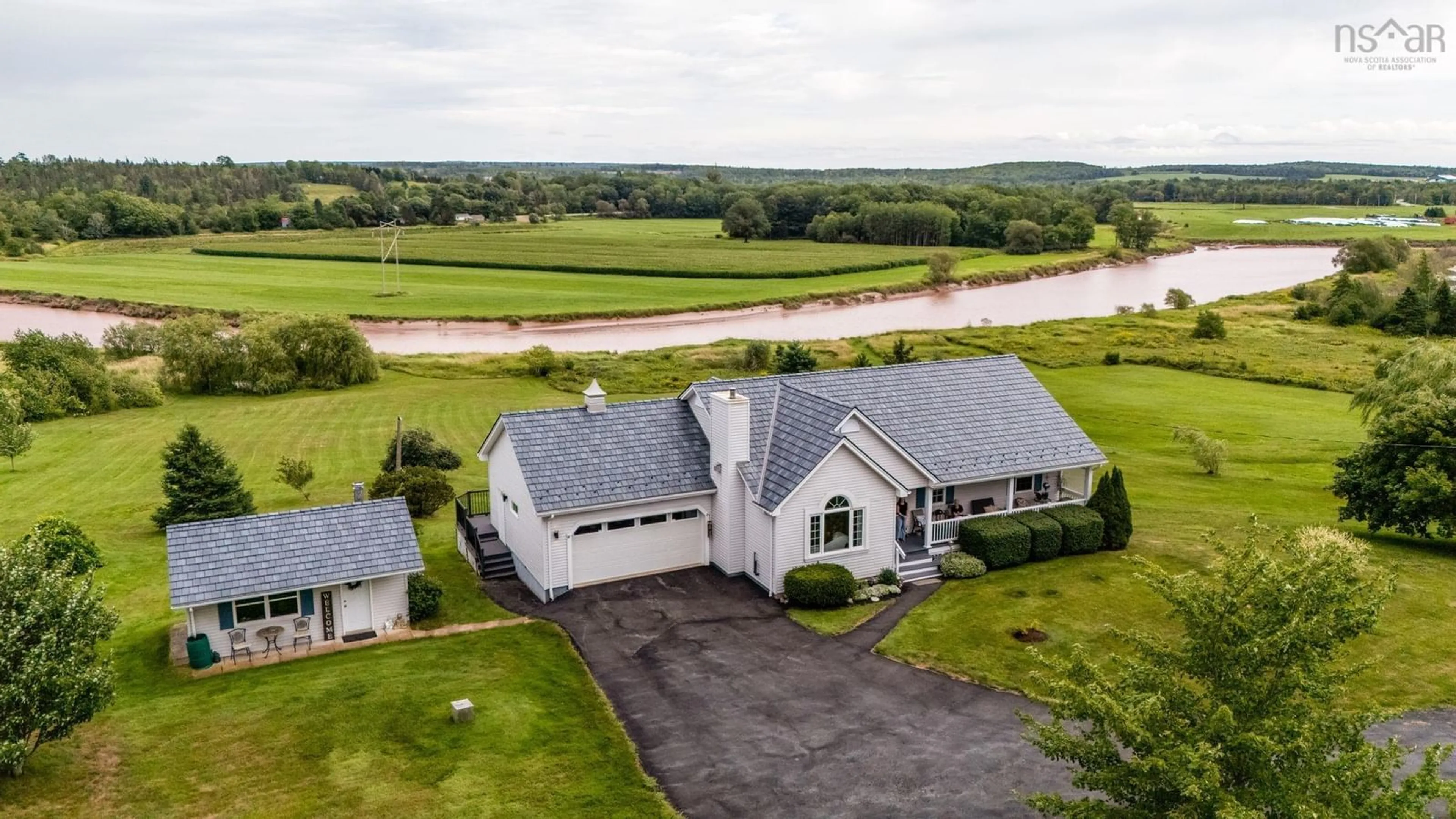 A pic from outside/outdoor area/front of a property/back of a property/a pic from drone, water/lake/river/ocean view for 66 Highway 224, Shubenacadie Nova Scotia B0N 2H0