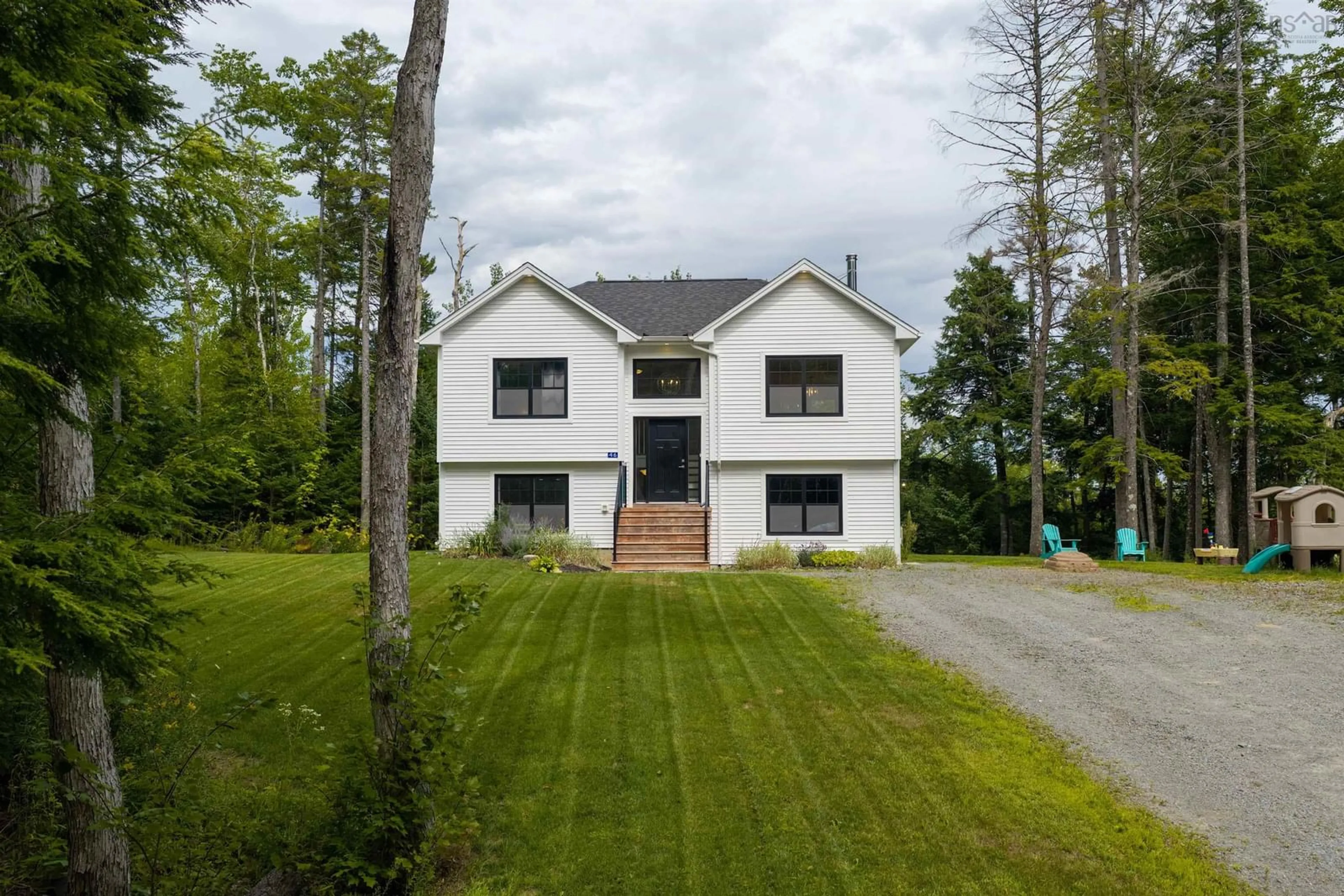 A pic from outside/outdoor area/front of a property/back of a property/a pic from drone, building for 46 Chalet Lane, Beaver Bank Nova Scotia B4G 0B6