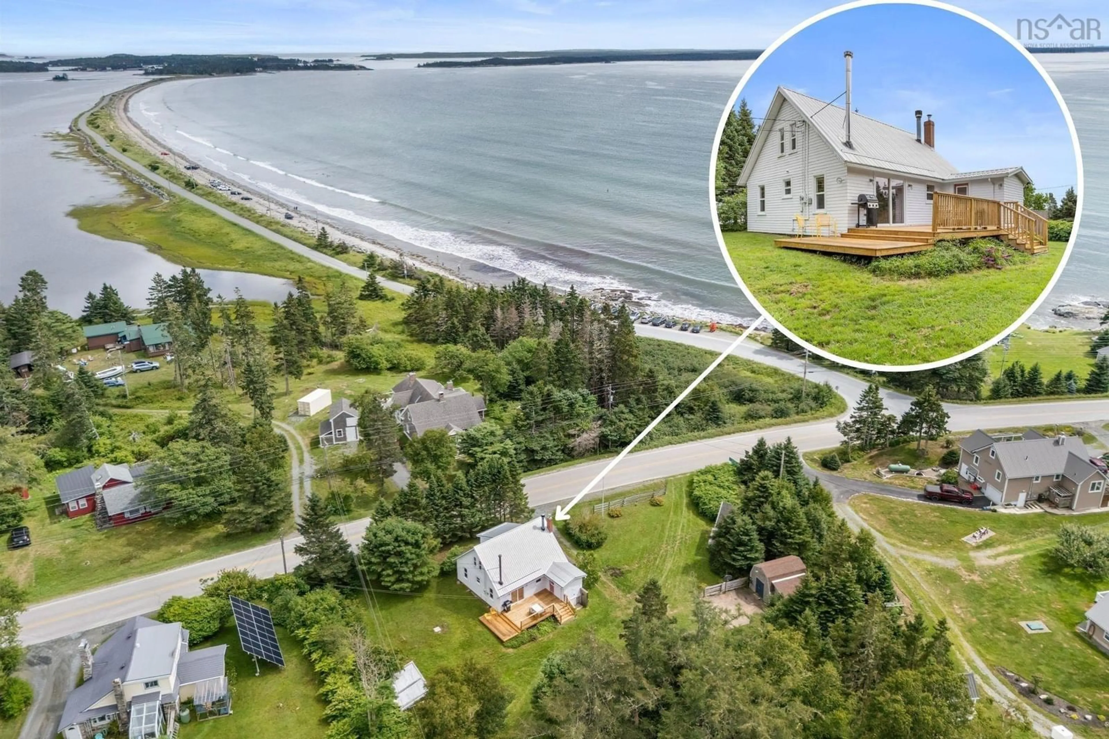 A pic from outside/outdoor area/front of a property/back of a property/a pic from drone, water/lake/river/ocean view for 5192 331 Hwy, Crescent Beach Nova Scotia B0R 1C0