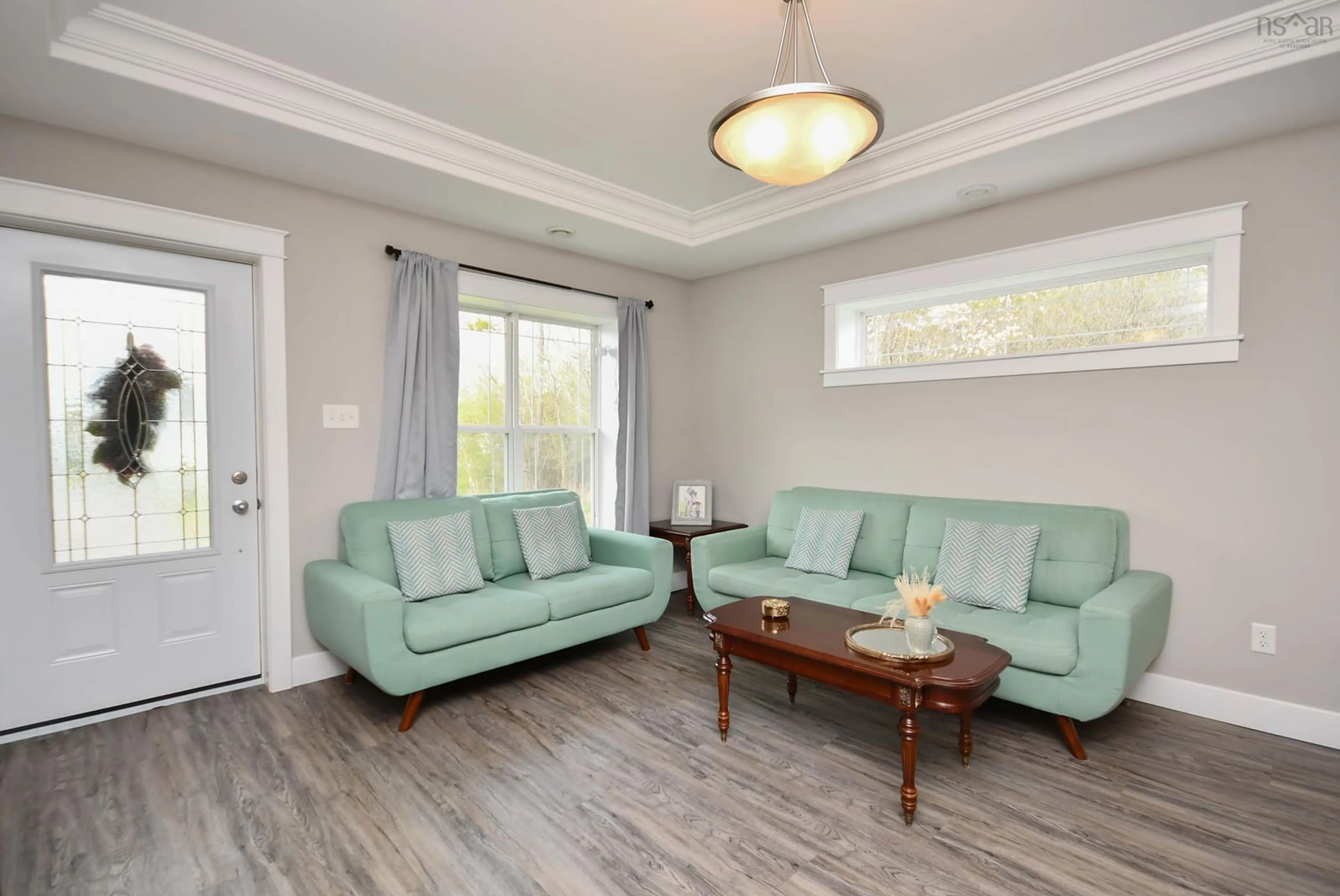 Living room with furniture, wood/laminate floor for 36 Nita Dr, Brookside Nova Scotia B2N 6G7