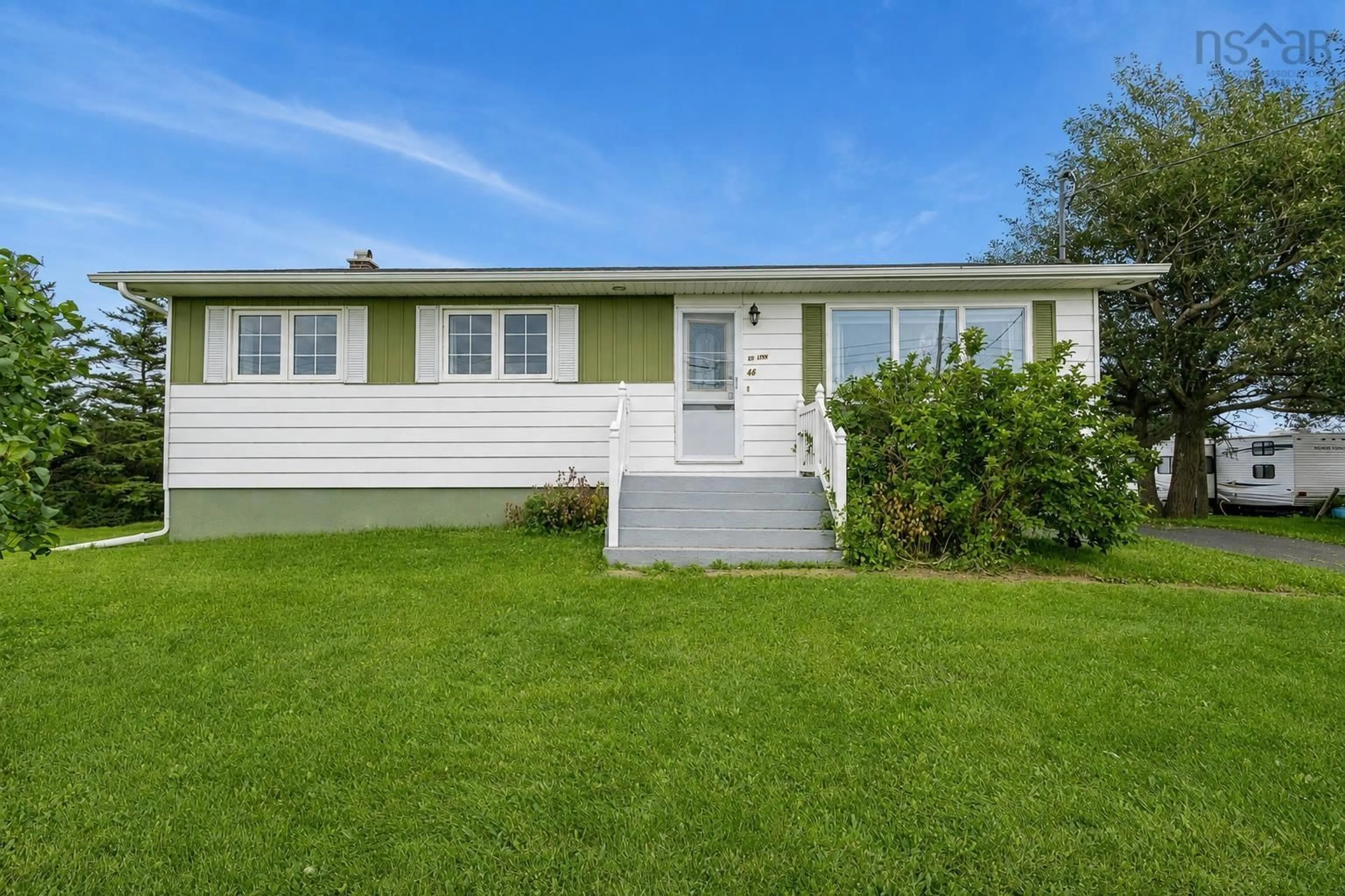 Home with vinyl exterior material, street for 46 Row St, Glace Bay Nova Scotia B1A 4T7