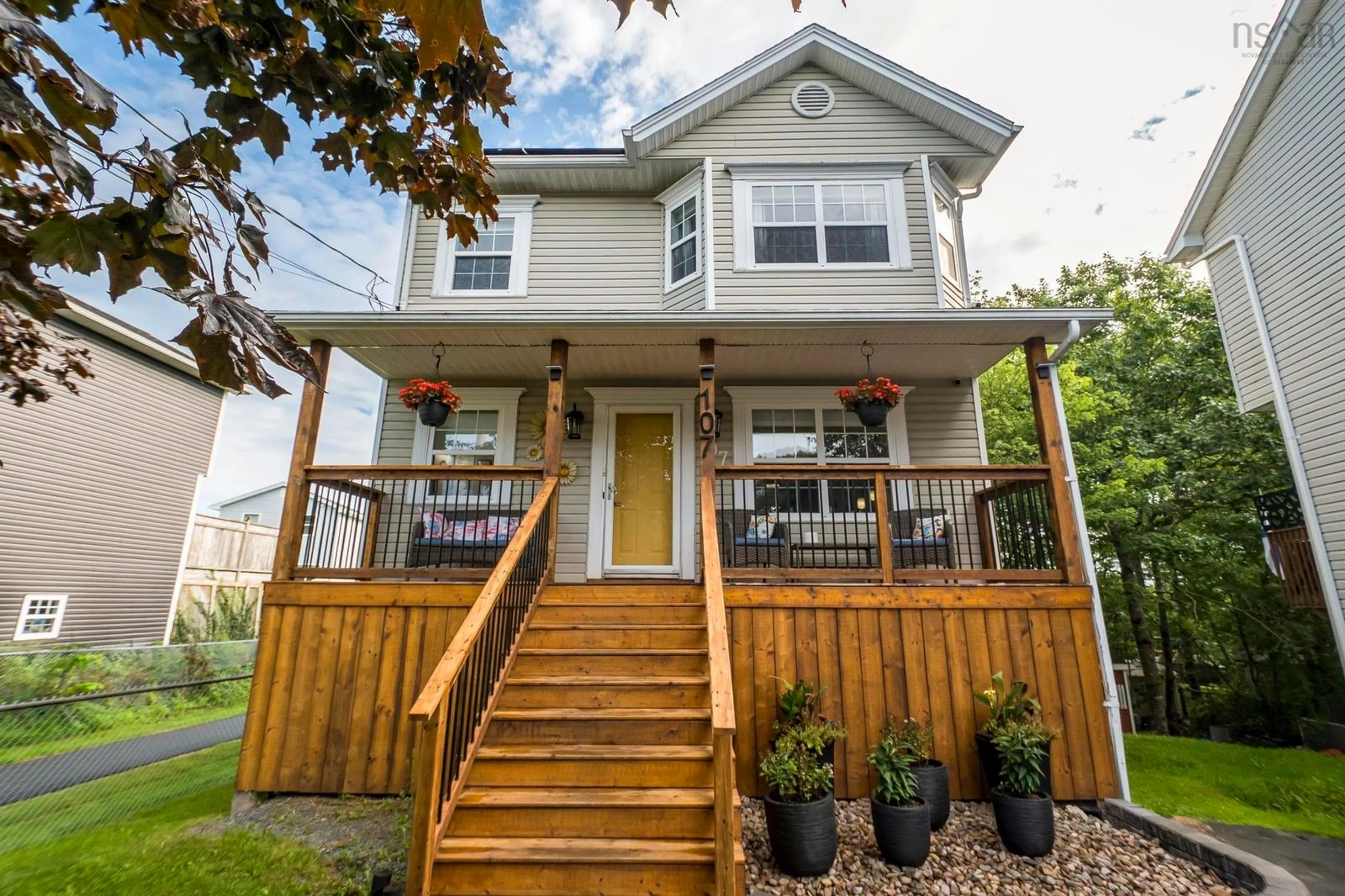 Home with vinyl exterior material, street for 107 Dixon Crt, Timberlea Nova Scotia B3T 1N9