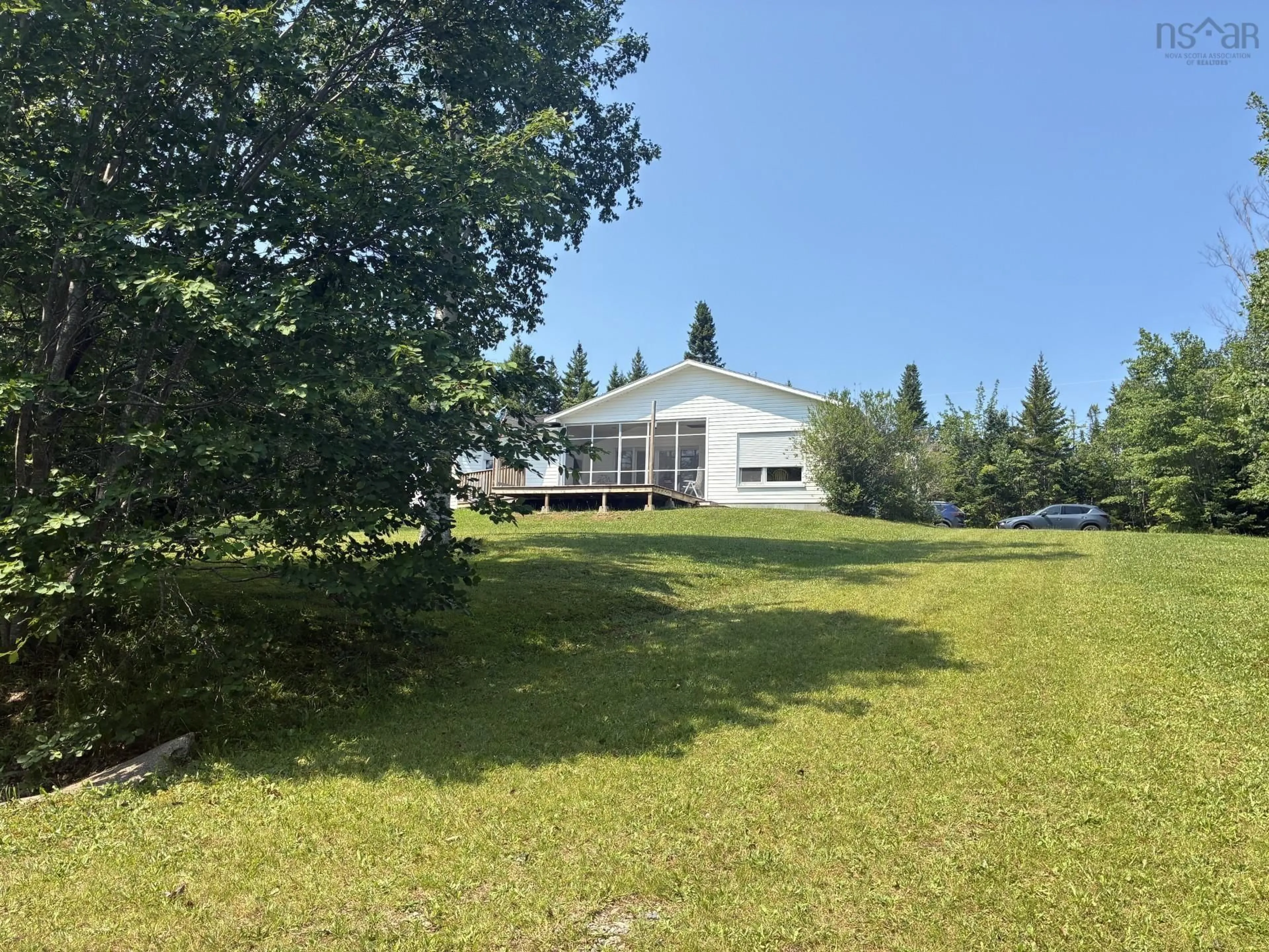 A pic from outside/outdoor area/front of a property/back of a property/a pic from drone, water/lake/river/ocean view for 135 Eagles Way, Baddeck Inlet Nova Scotia B0E 1B0