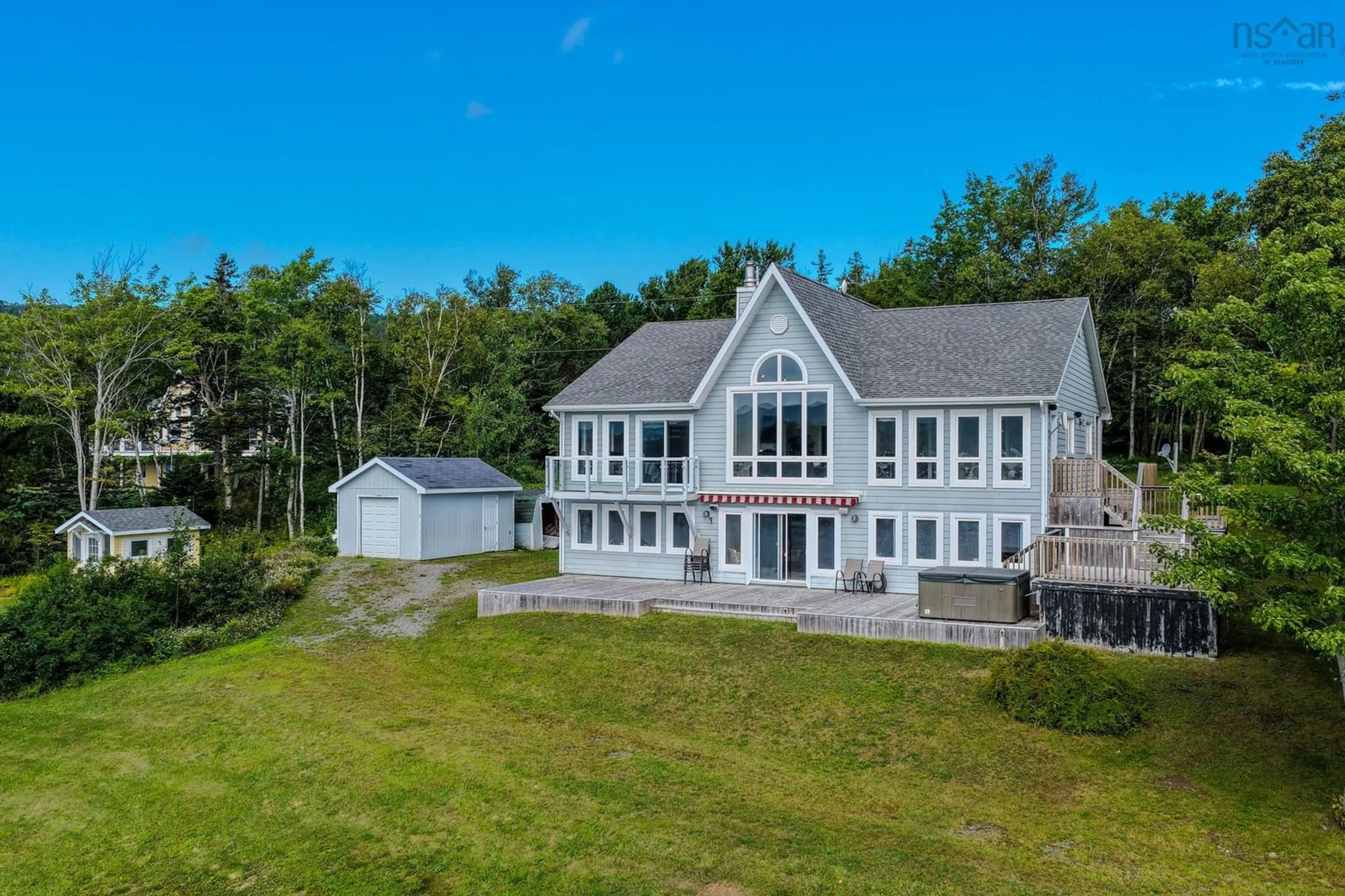 A pic from outside/outdoor area/front of a property/back of a property/a pic from drone, water/lake/river/ocean view for 2339 Eskasoni Rd, Northside East Bay Nova Scotia B1J 1H9