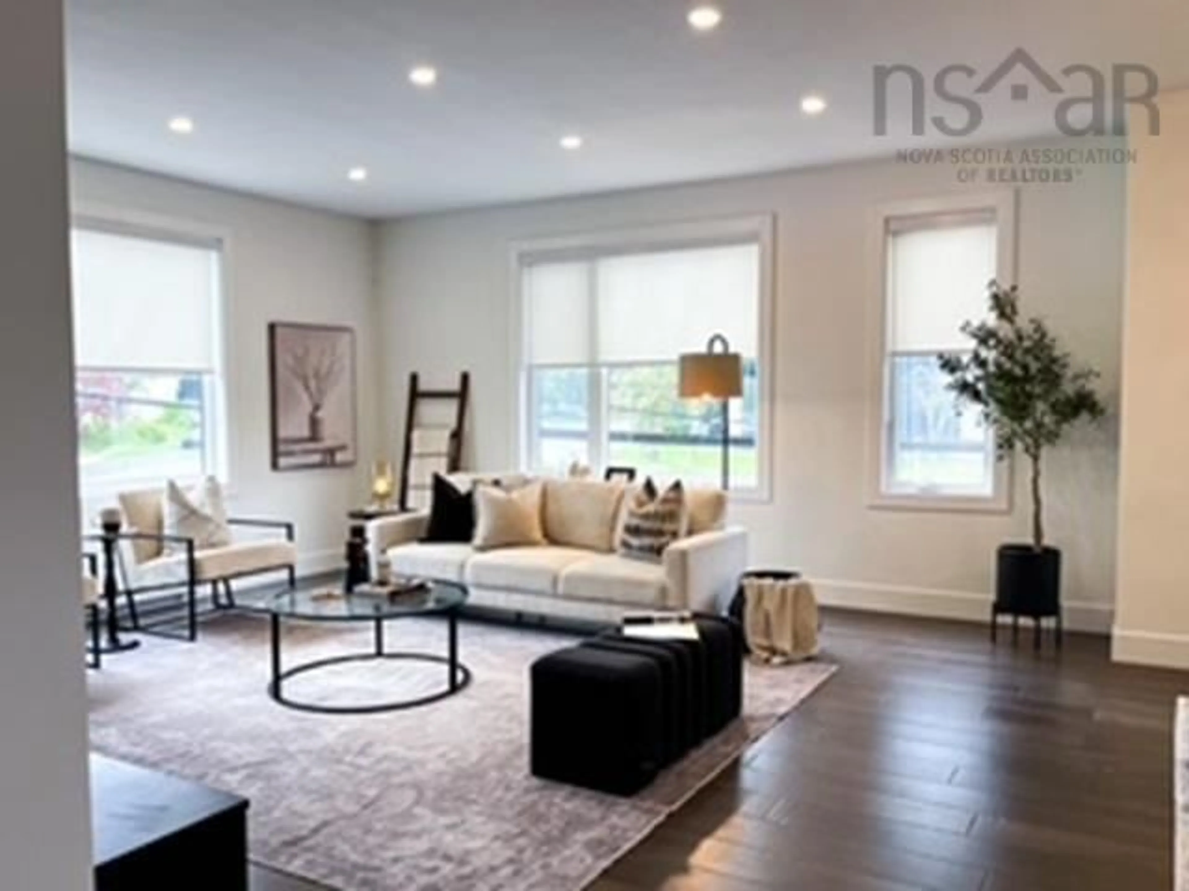 Living room with furniture, wood/laminate floor for 12 Craigmore Dr, Halifax Nova Scotia B3N 1M2