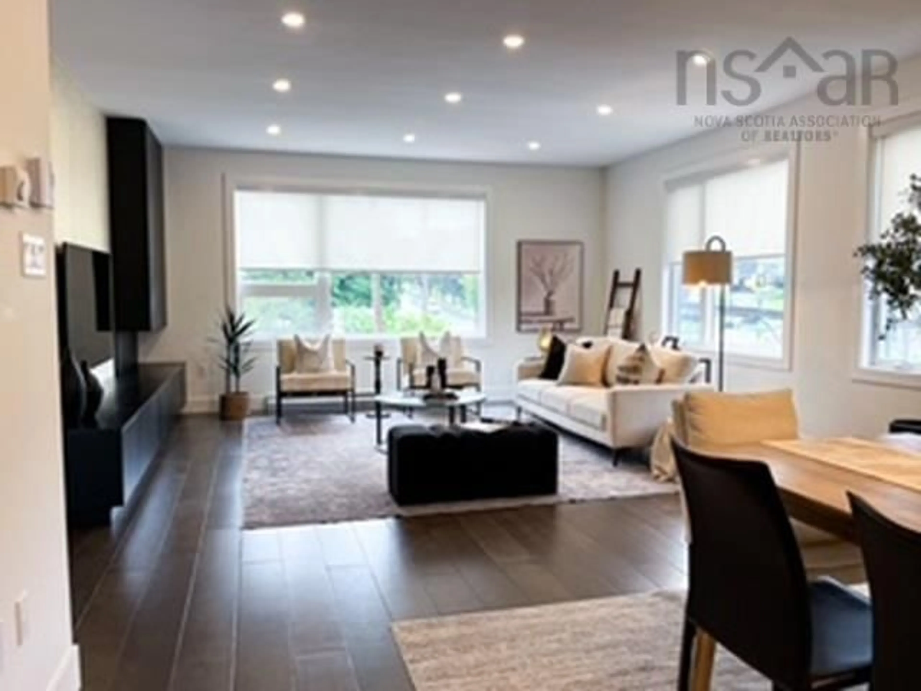 Living room with furniture, wood/laminate floor for 12 Craigmore Dr, Halifax Nova Scotia B3N 1M2