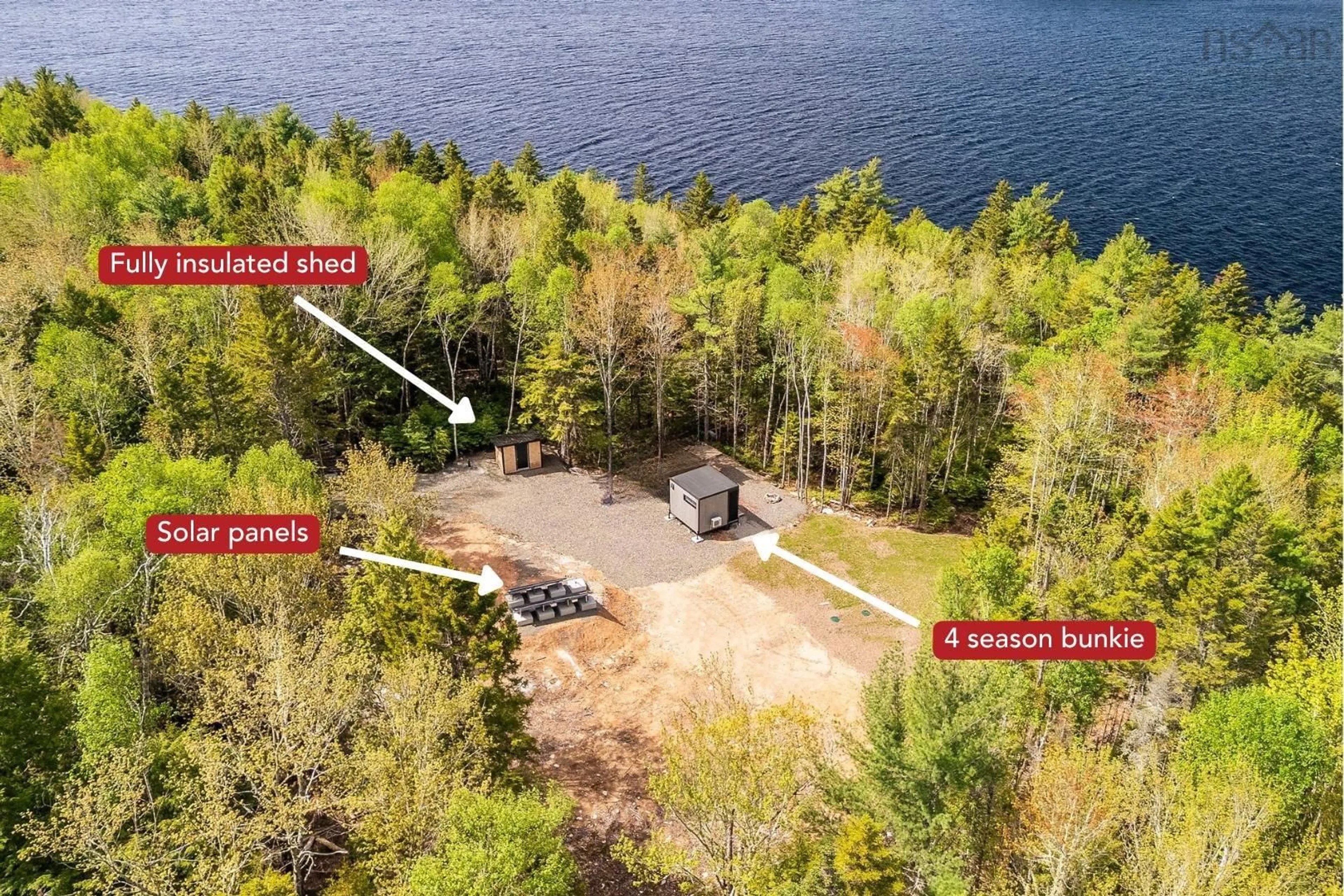 A pic from outside/outdoor area/front of a property/back of a property/a pic from drone, water/lake/river/ocean view for 170 South Point Rd, Forties Nova Scotia B0J 2M0