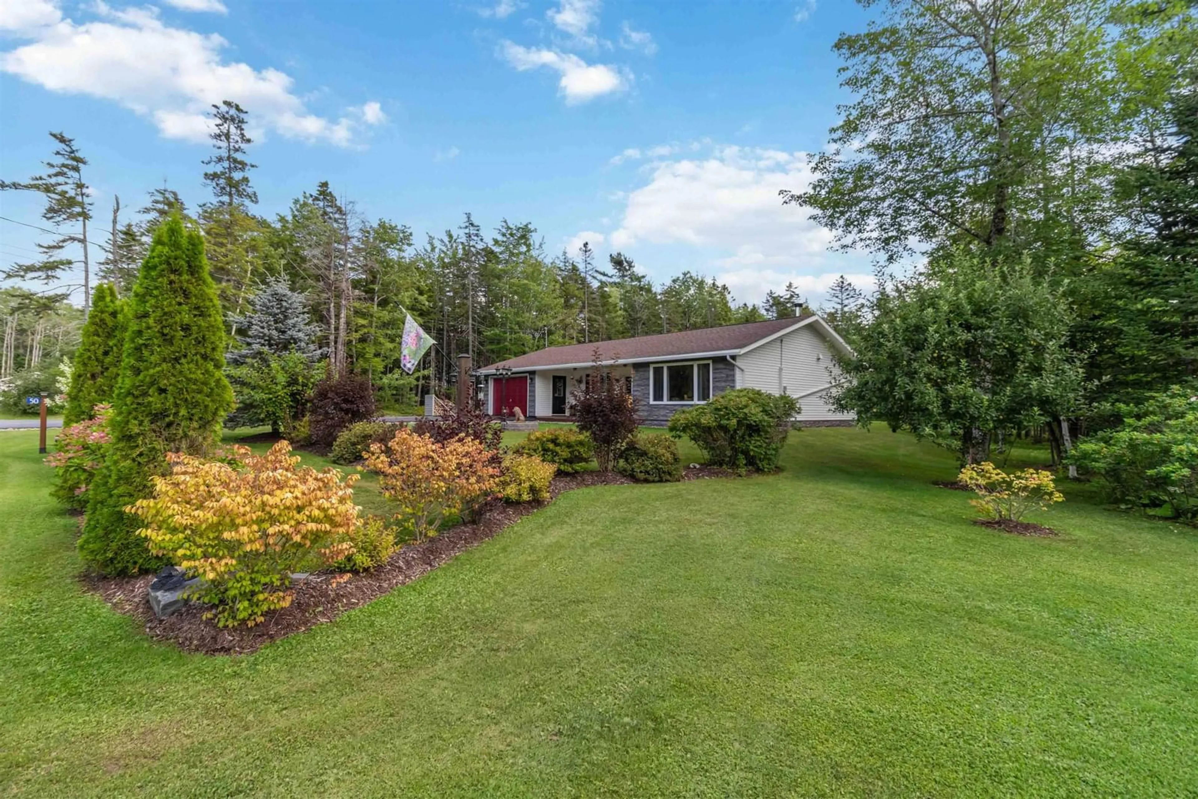 A pic from outside/outdoor area/front of a property/back of a property/a pic from drone, water/lake/river/ocean view for 50 Skyridge Dr, Dutch Settlement Nova Scotia B2S 2G4