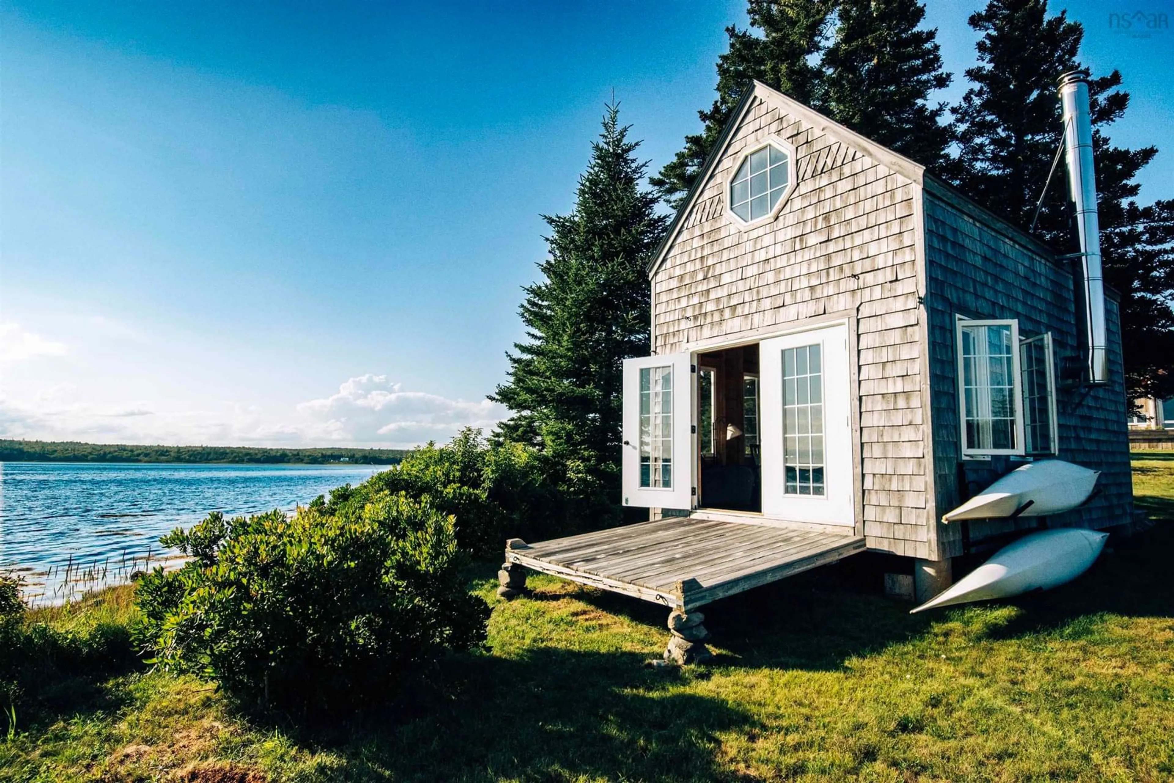 Patio, water/lake/river/ocean view for 1928 East Sable Rd, East Sable River Nova Scotia B0T 1V0