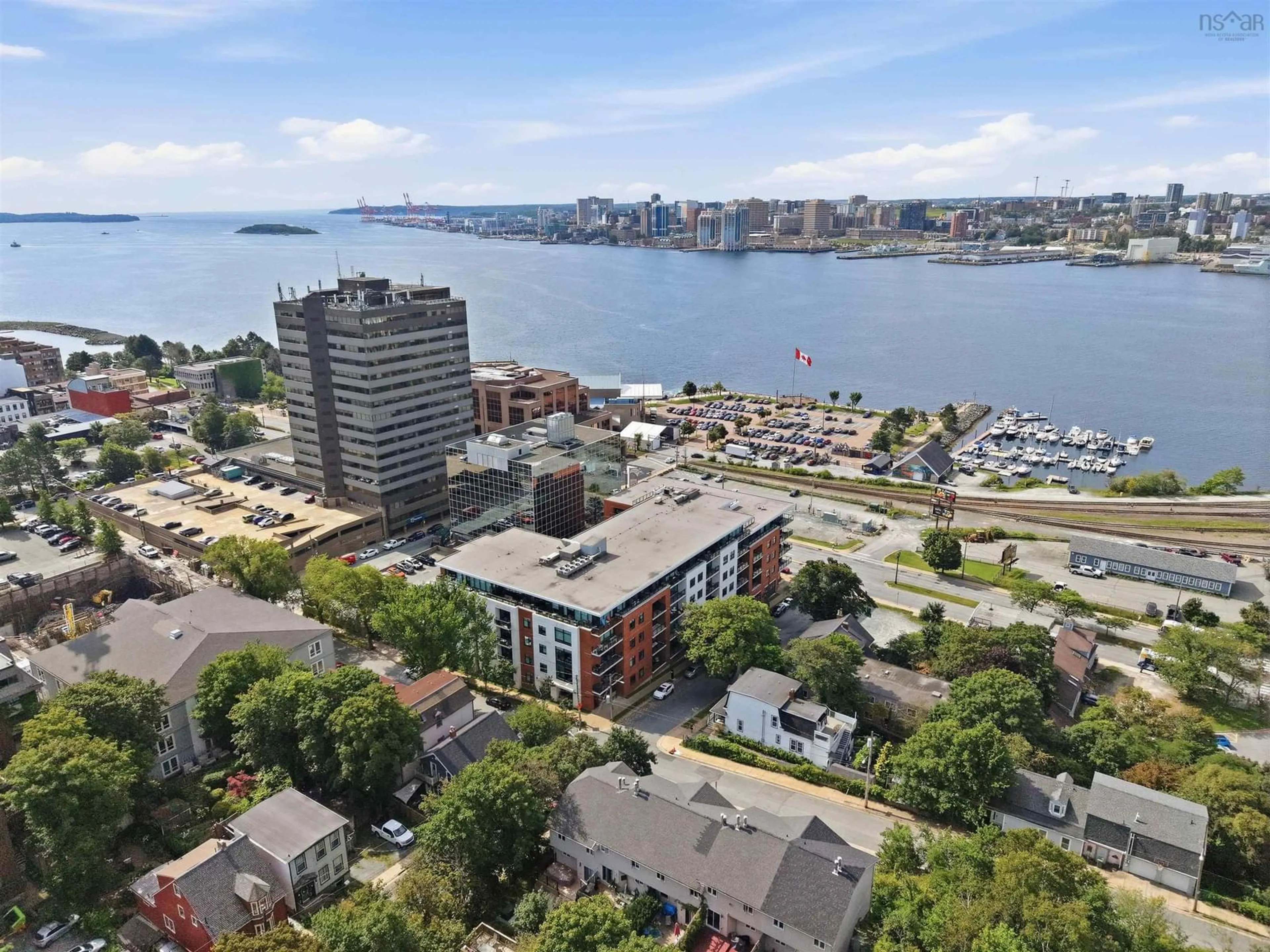 A pic from outside/outdoor area/front of a property/back of a property/a pic from drone, water/lake/river/ocean view for 25 Alderney Dr #113, Dartmouth Nova Scotia B2Y 0E4