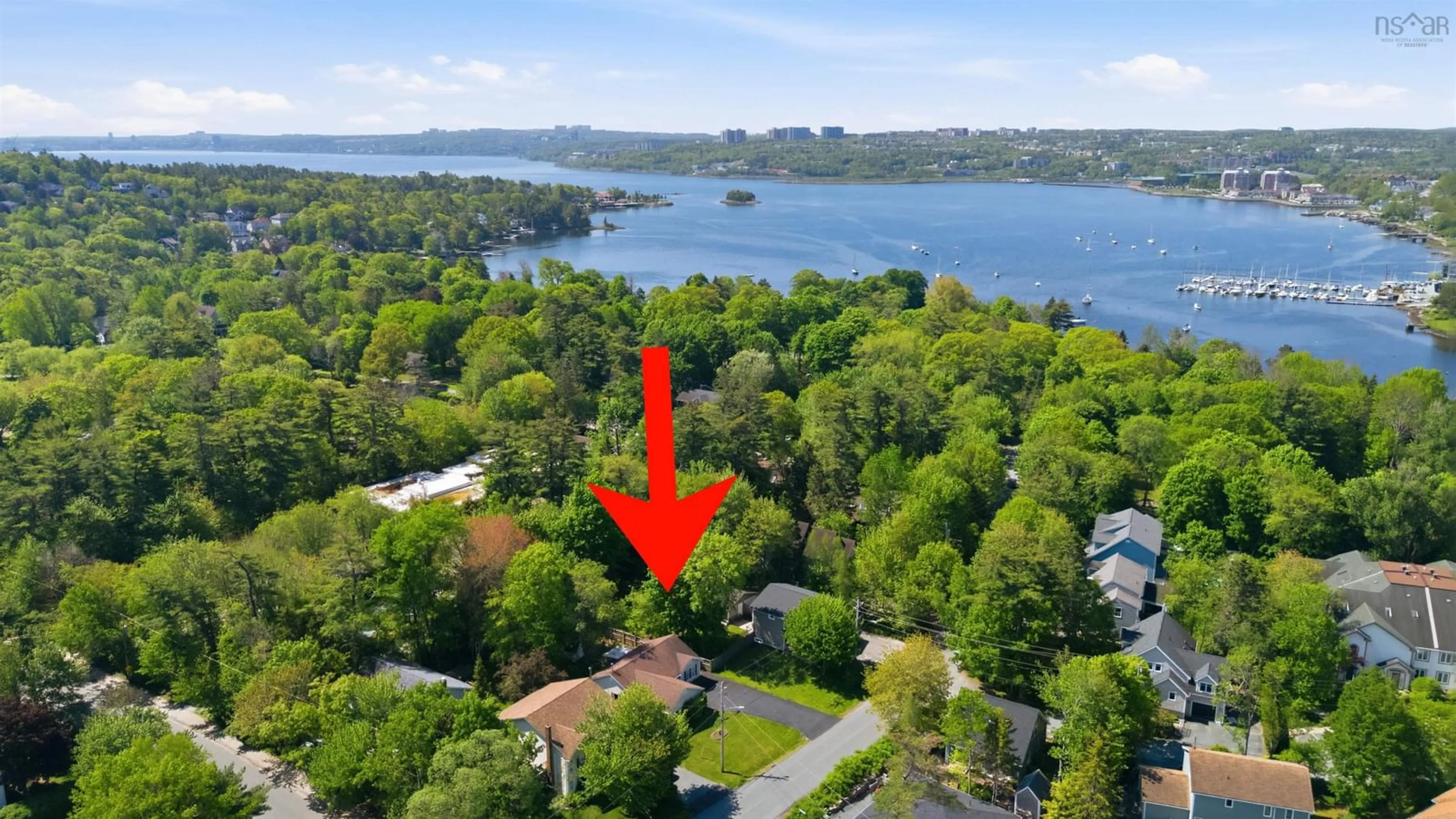 A pic from outside/outdoor area/front of a property/back of a property/a pic from drone, water/lake/river/ocean view for 28 Fort Sackville Rd, Bedford Nova Scotia B4A 2G5