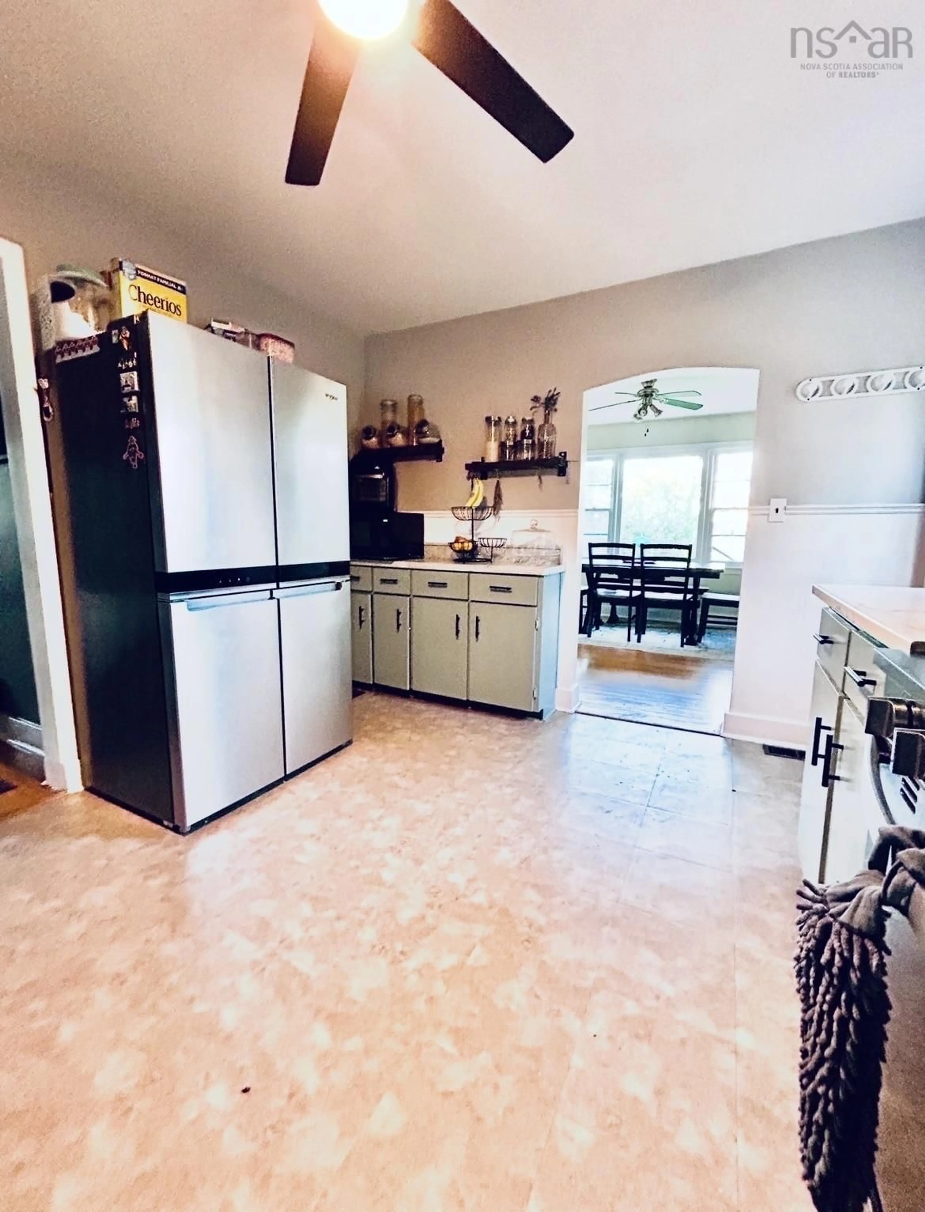 Open concept kitchen, ceramic/tile floor for 41 Claremont Ave, Stellarton Nova Scotia B0K 1S0
