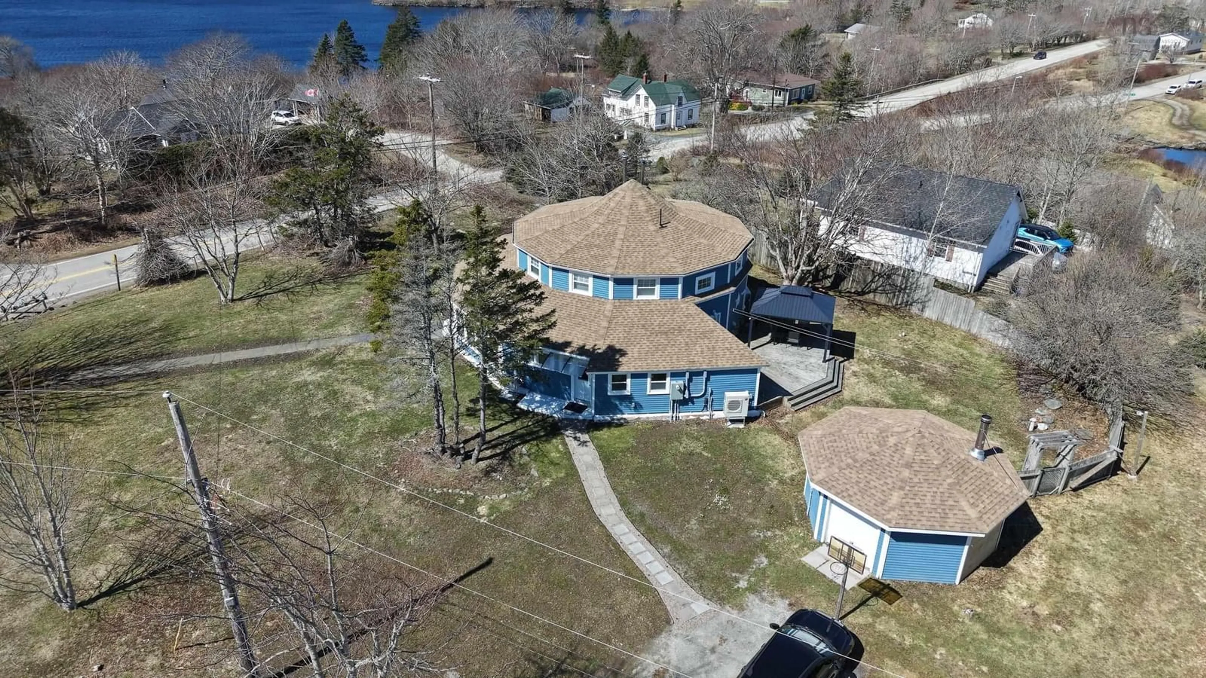 A pic from outside/outdoor area/front of a property/back of a property/a pic from drone, water/lake/river/ocean view for 7 Candy Lane, Hebron Nova Scotia B5A 5A7