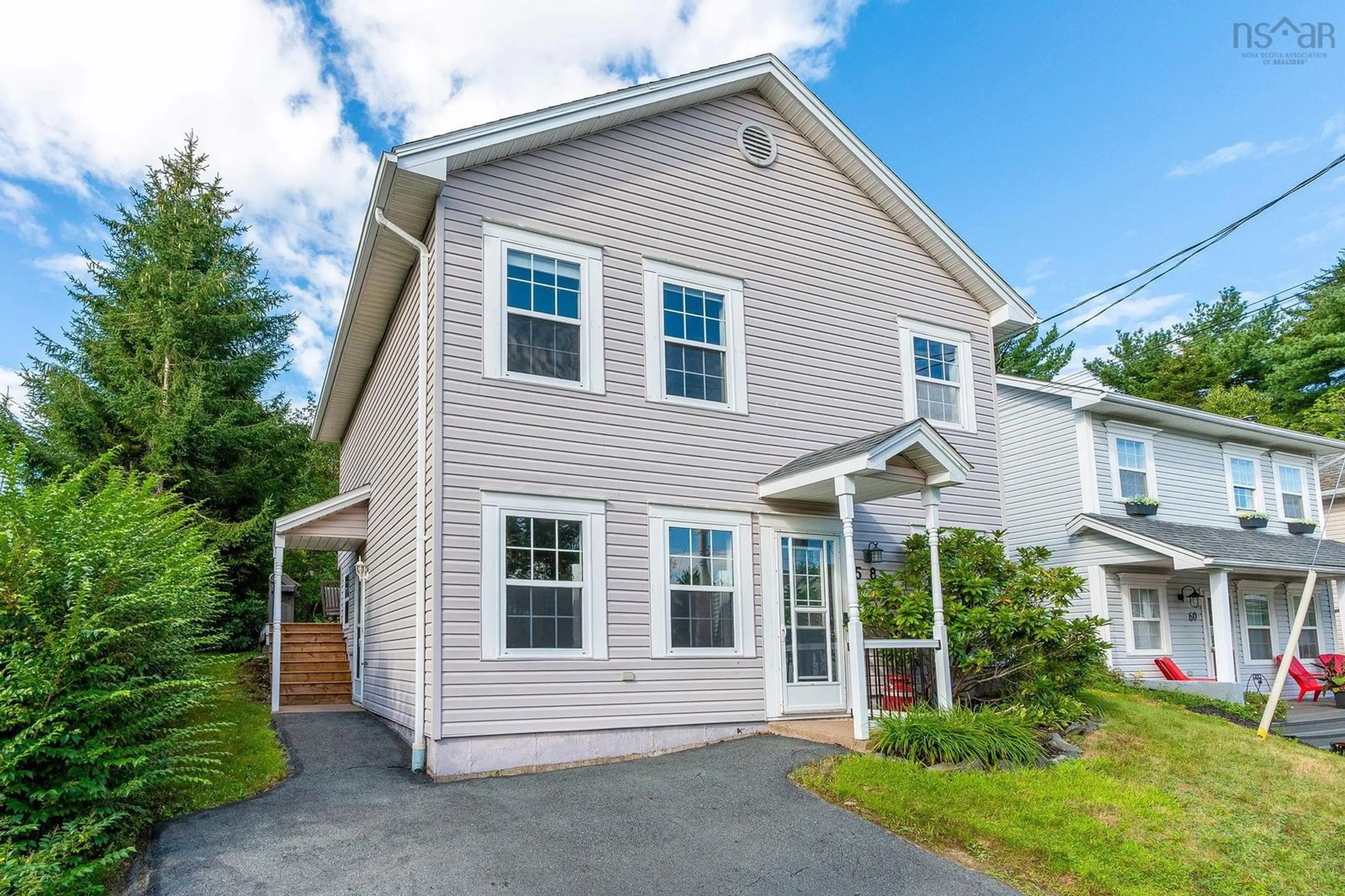 Home with vinyl exterior material, street for 58 Amin St, Bedford Nova Scotia B4A 4B8