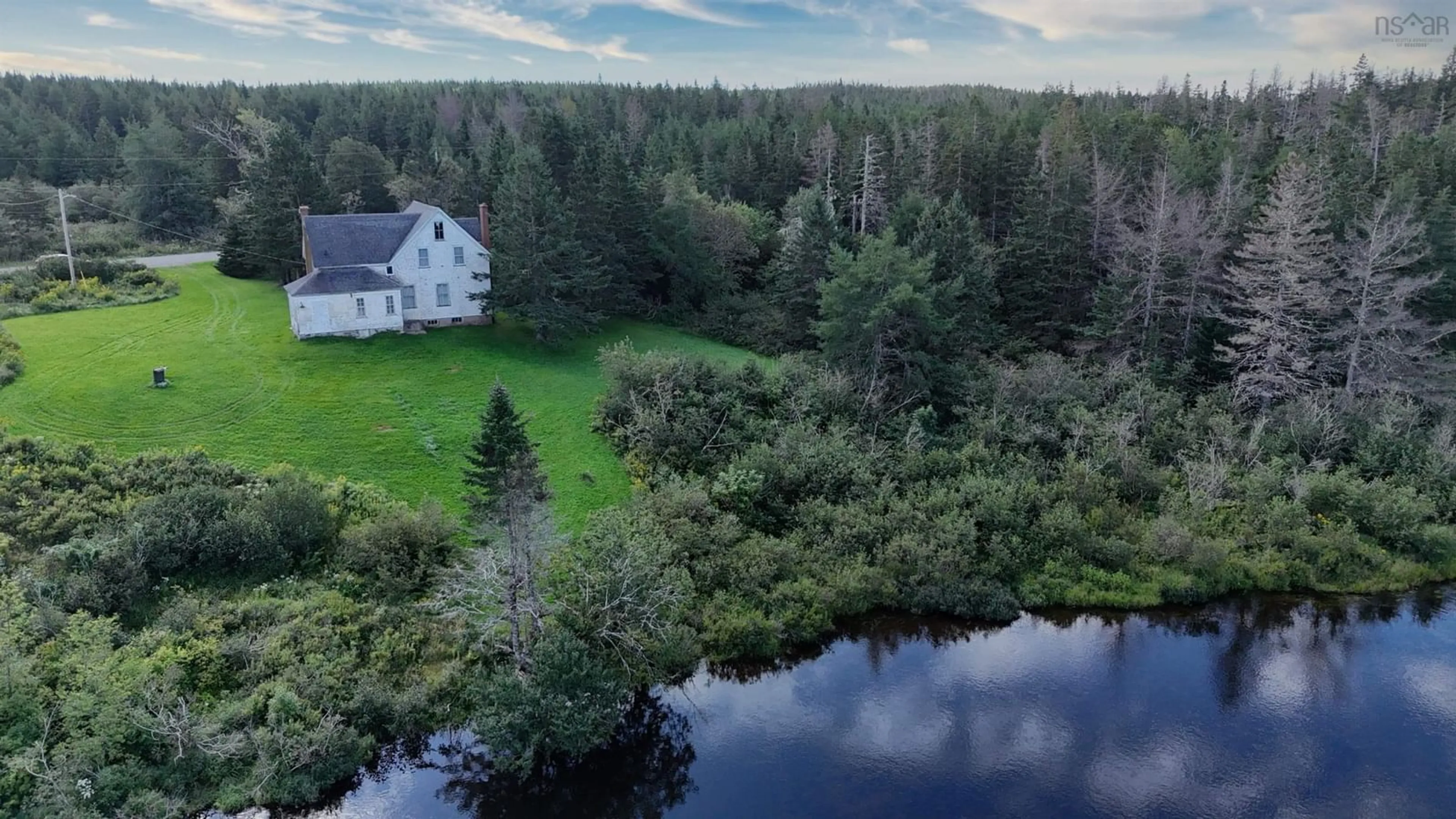 A pic from outside/outdoor area/front of a property/back of a property/a pic from drone, water/lake/river/ocean view for 2121 Loch Lomond Rd, Loch Lomond Nova Scotia B2E 1E3