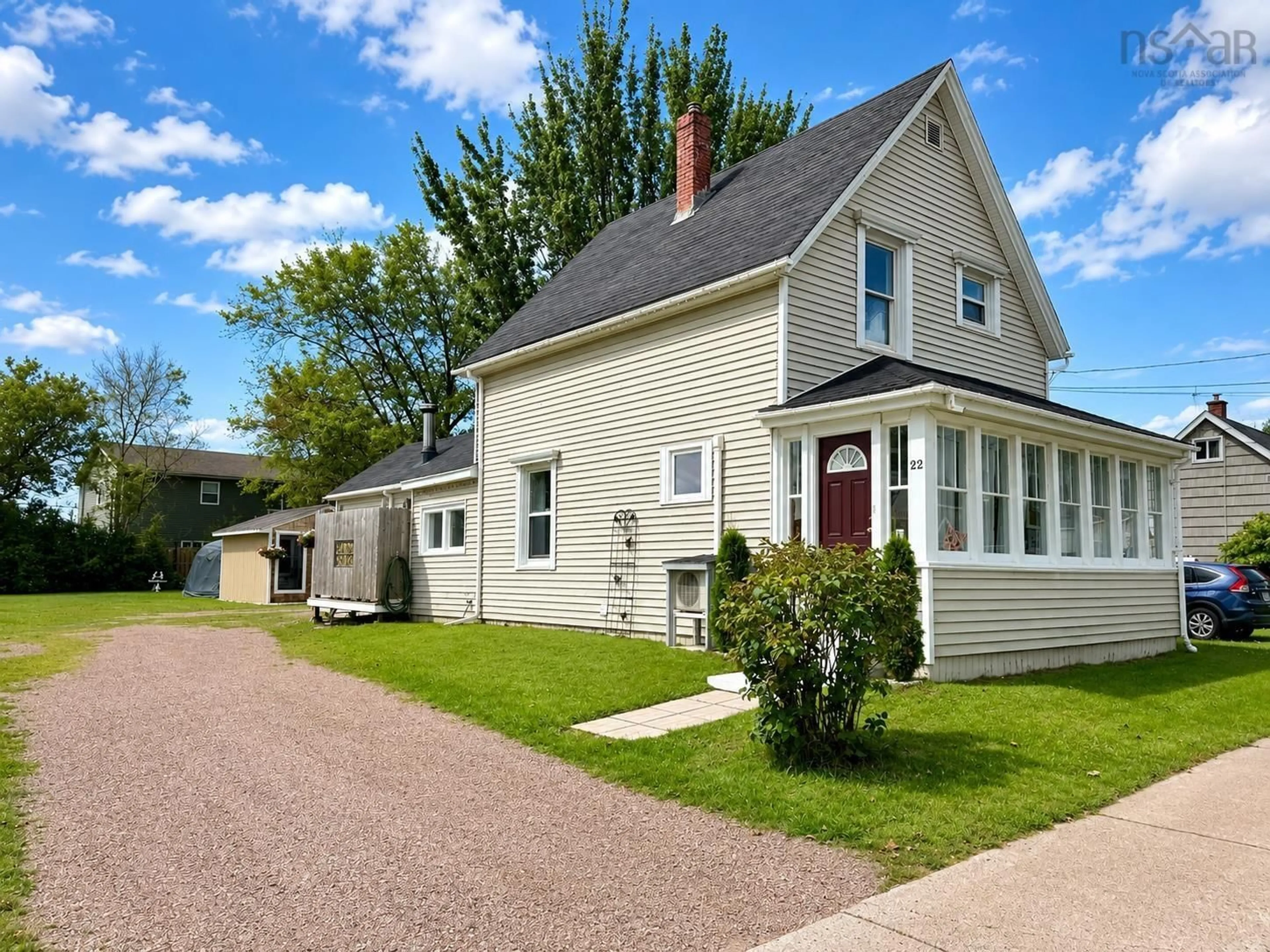 Home with vinyl exterior material, street for 22 Chamberlain St, Amherst Nova Scotia B4H 1J8