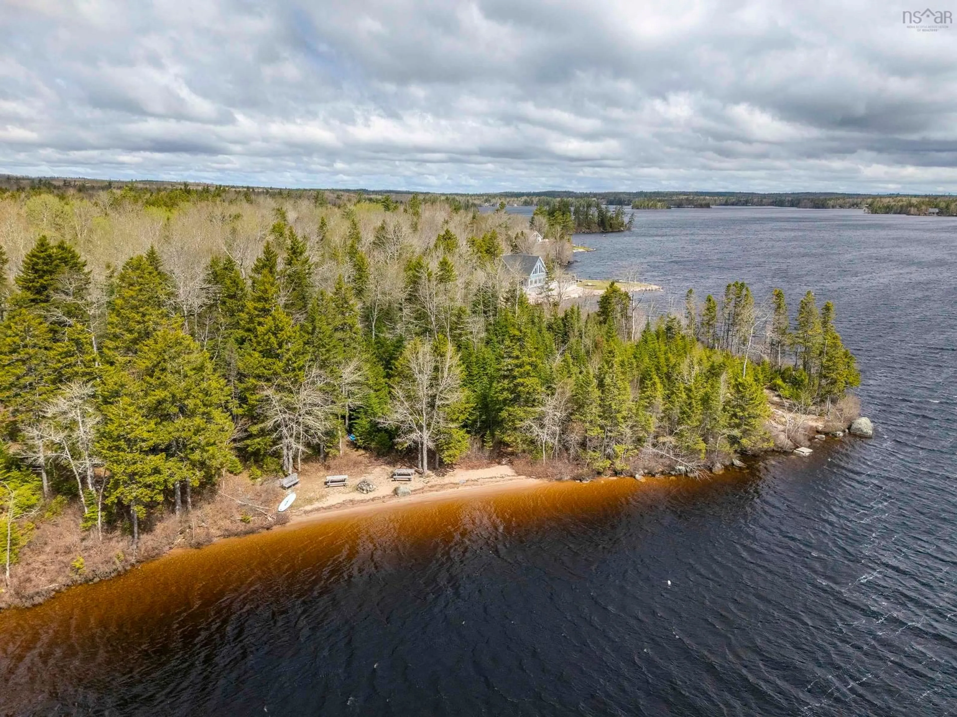 A pic from outside/outdoor area/front of a property/back of a property/a pic from drone, water/lake/river/ocean view for 18 Loon Lane, Aylesford Lake Nova Scotia B0P 1C0