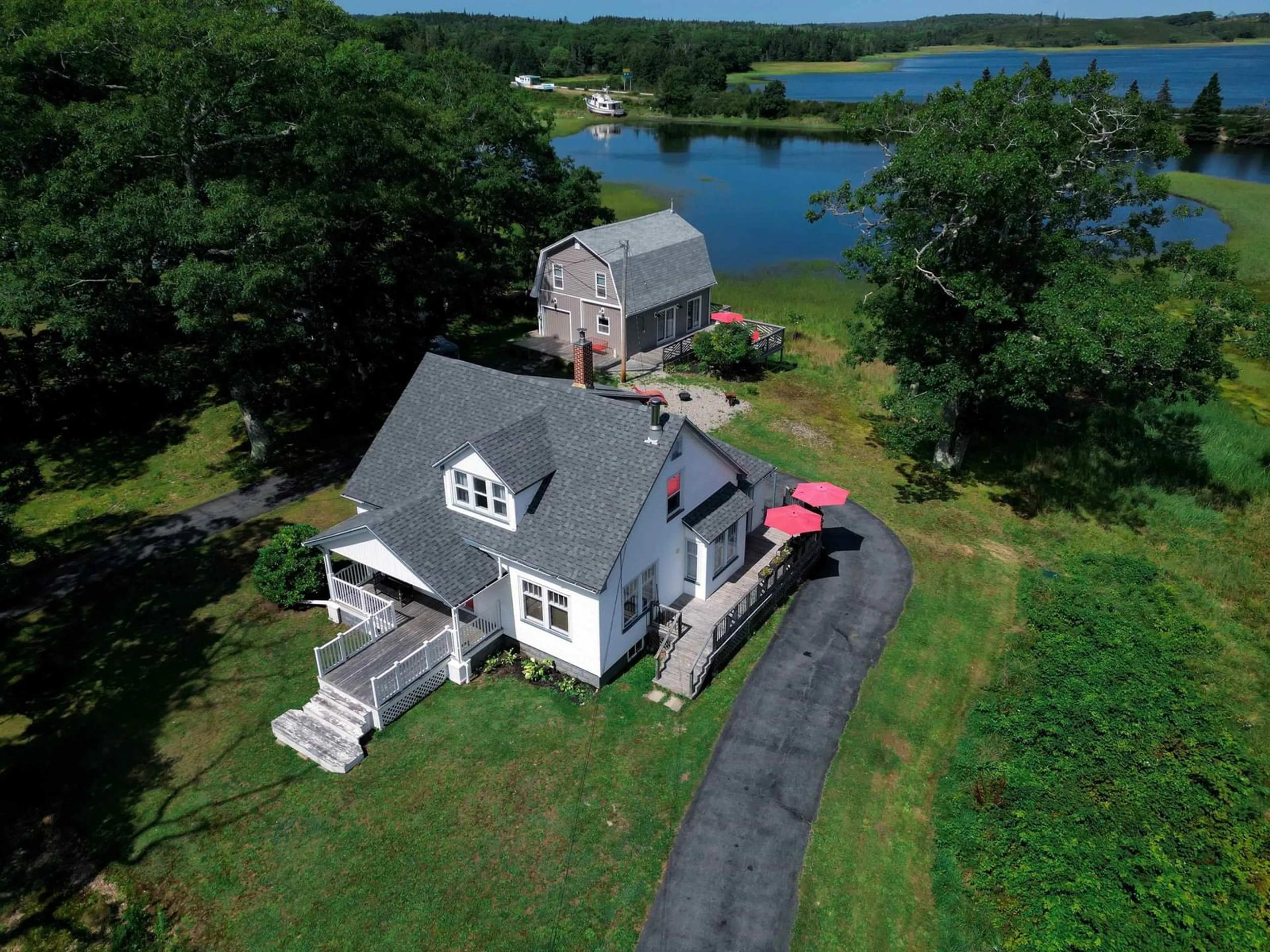 A pic from outside/outdoor area/front of a property/back of a property/a pic from drone, water/lake/river/ocean view for 127 Chemin Old Oak Rd, Glenwood Nova Scotia B0W 1W0