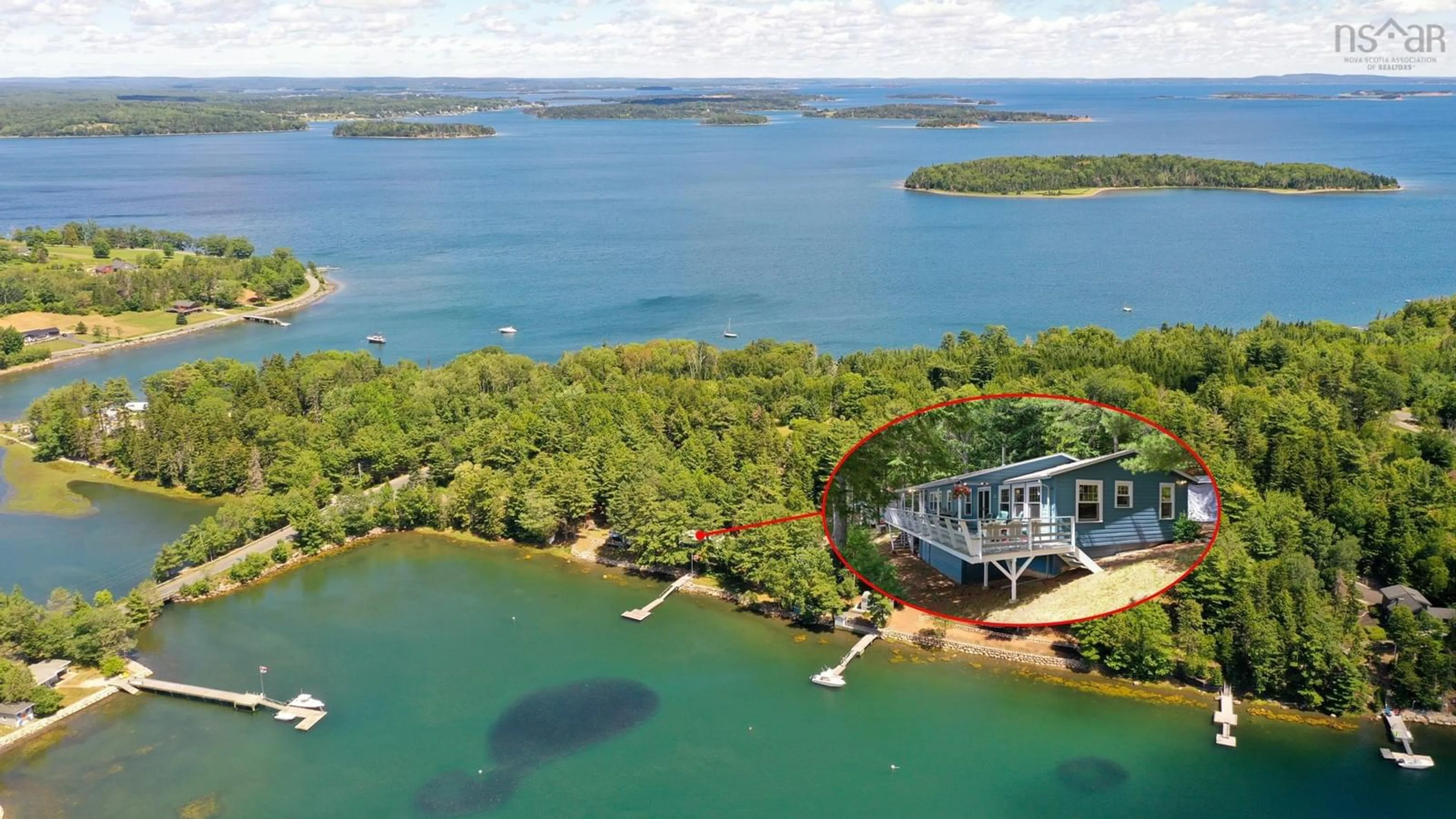 A pic from outside/outdoor area/front of a property/back of a property/a pic from drone, water/lake/river/ocean view for 22 Hermans Island South Side Rd, Herman's Island Nova Scotia B0J 2C0