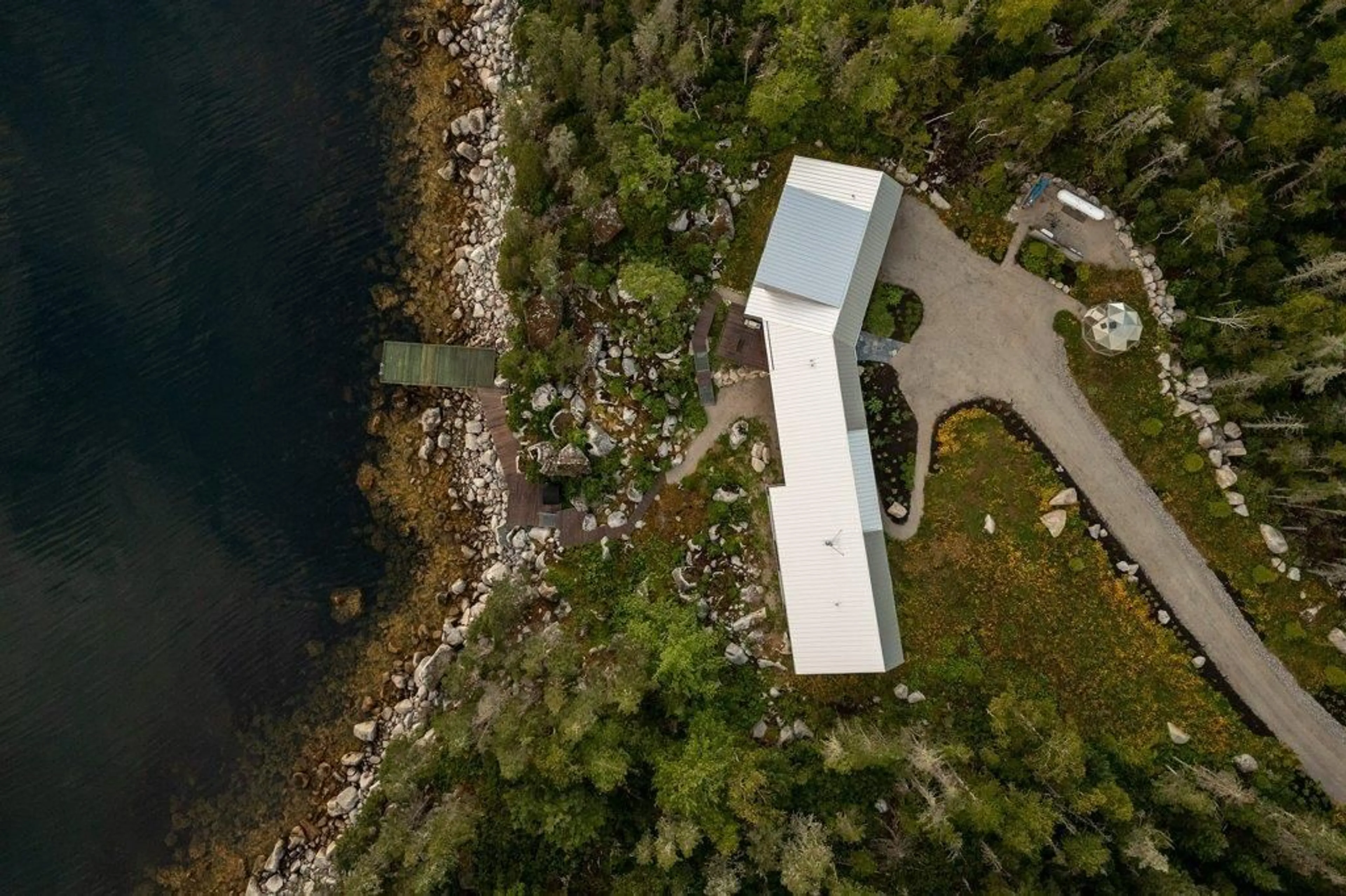 A pic from outside/outdoor area/front of a property/back of a property/a pic from drone, water/lake/river/ocean view for 6949 Highway 329, East River Point Nova Scotia B0J 1T0