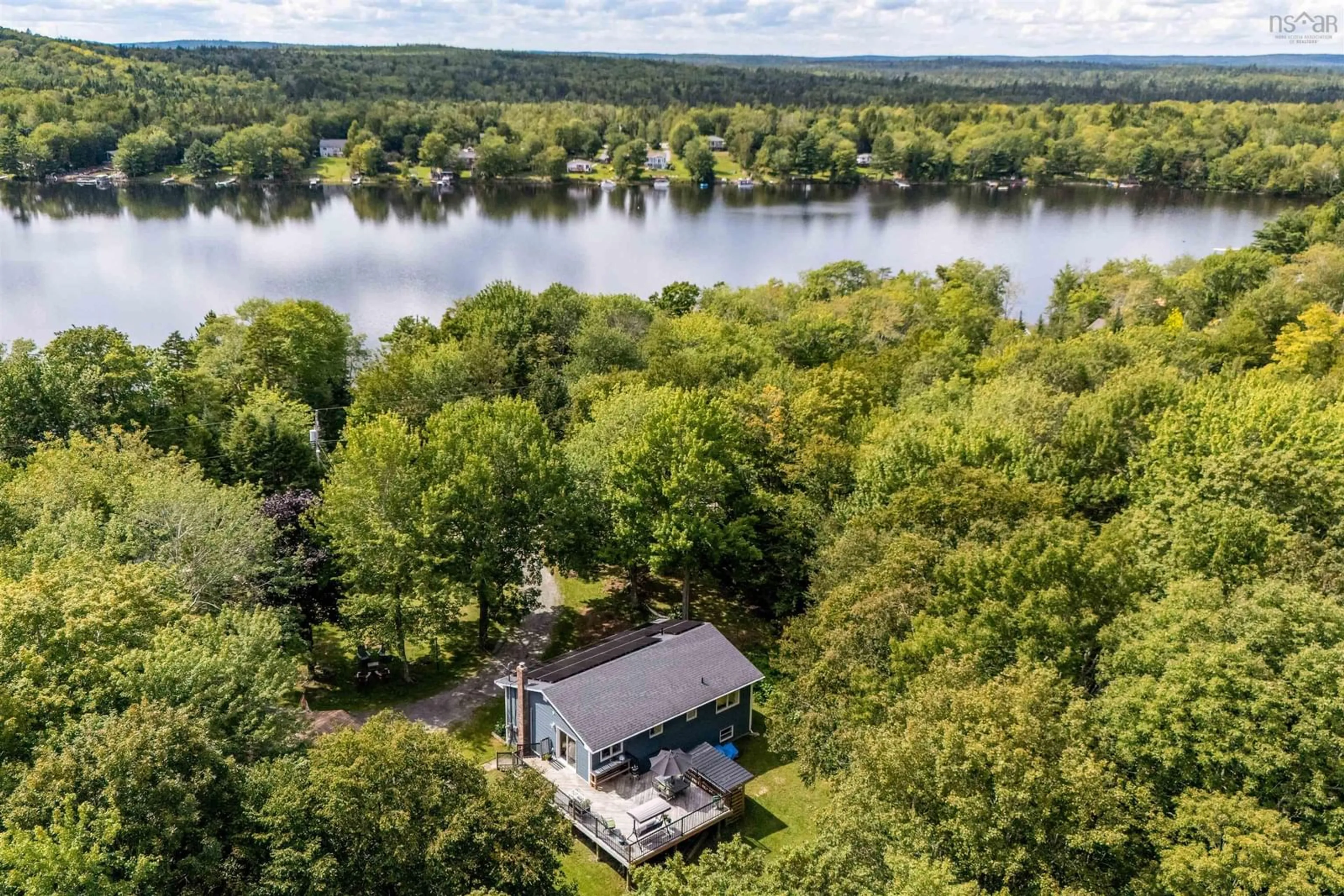 A pic from outside/outdoor area/front of a property/back of a property/a pic from drone, water/lake/river/ocean view for 83 Lakecrest Dr, East Uniacke Nova Scotia B0N 1Z0