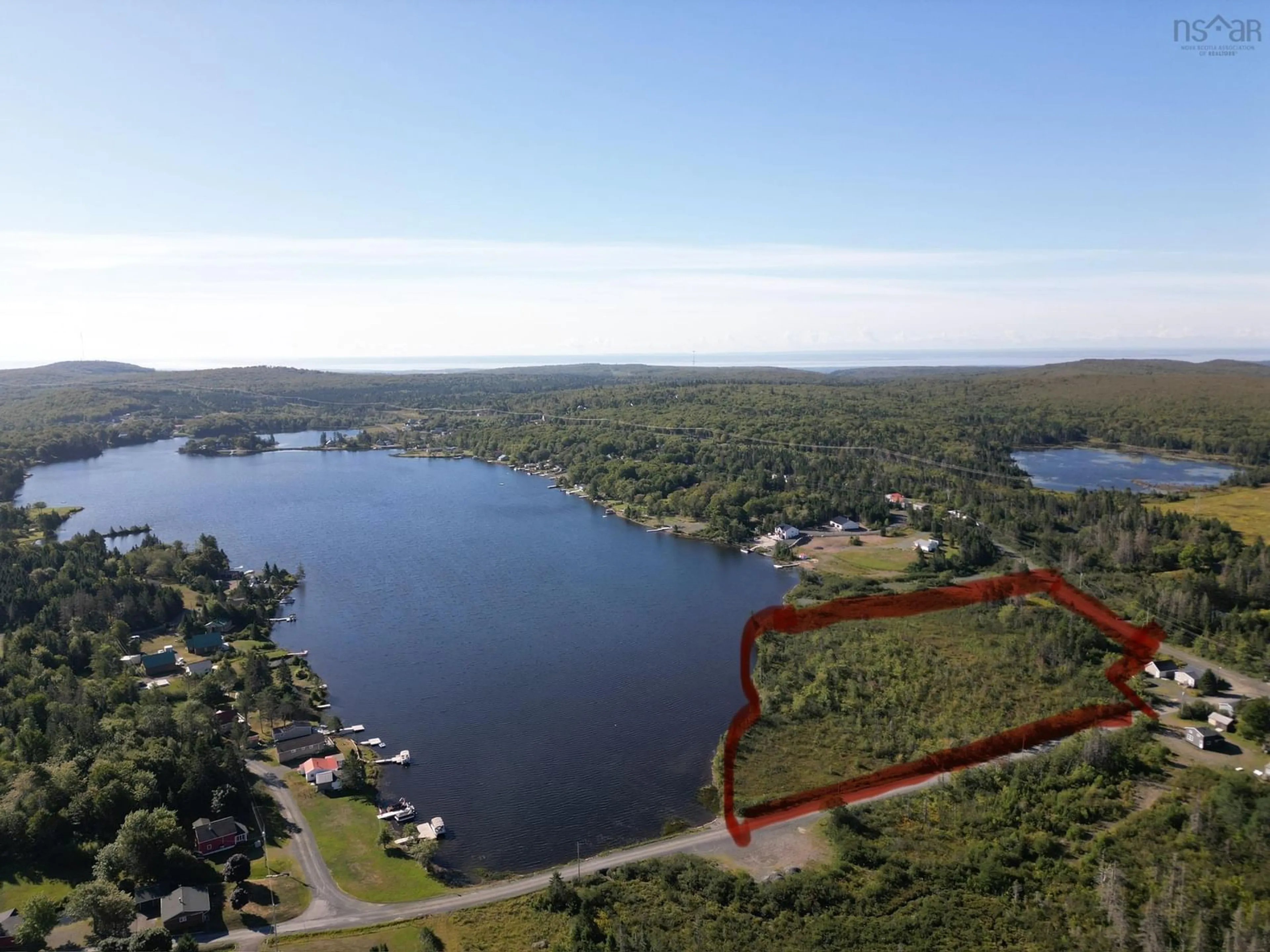 A pic from outside/outdoor area/front of a property/back of a property/a pic from drone, water/lake/river/ocean view for 12 Lakeside Lane, Sutherland Lake Nova Scotia B0M 1G0