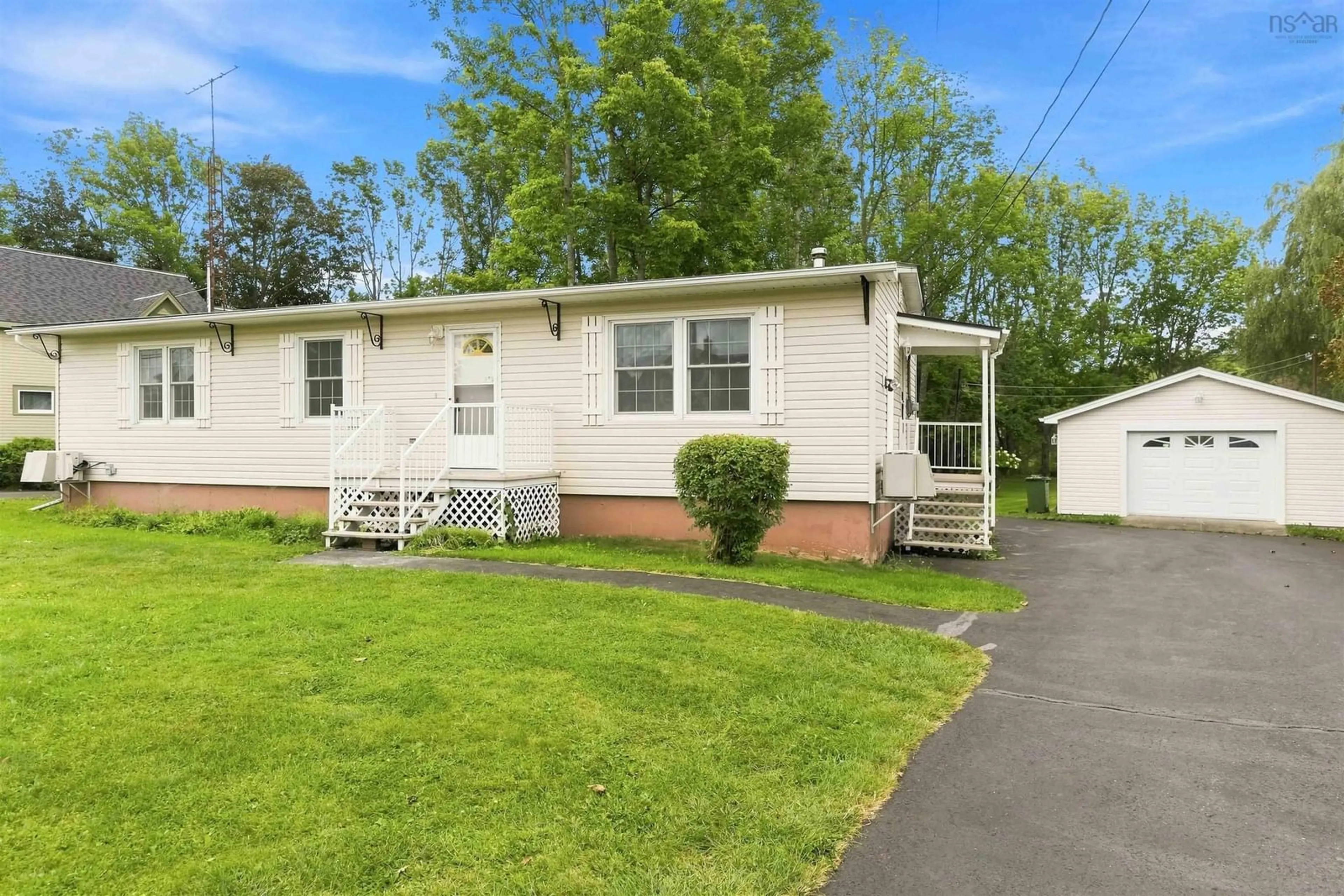 Home with vinyl exterior material, street for 14030 1 Hwy, Hants Border Nova Scotia B0P 1P0
