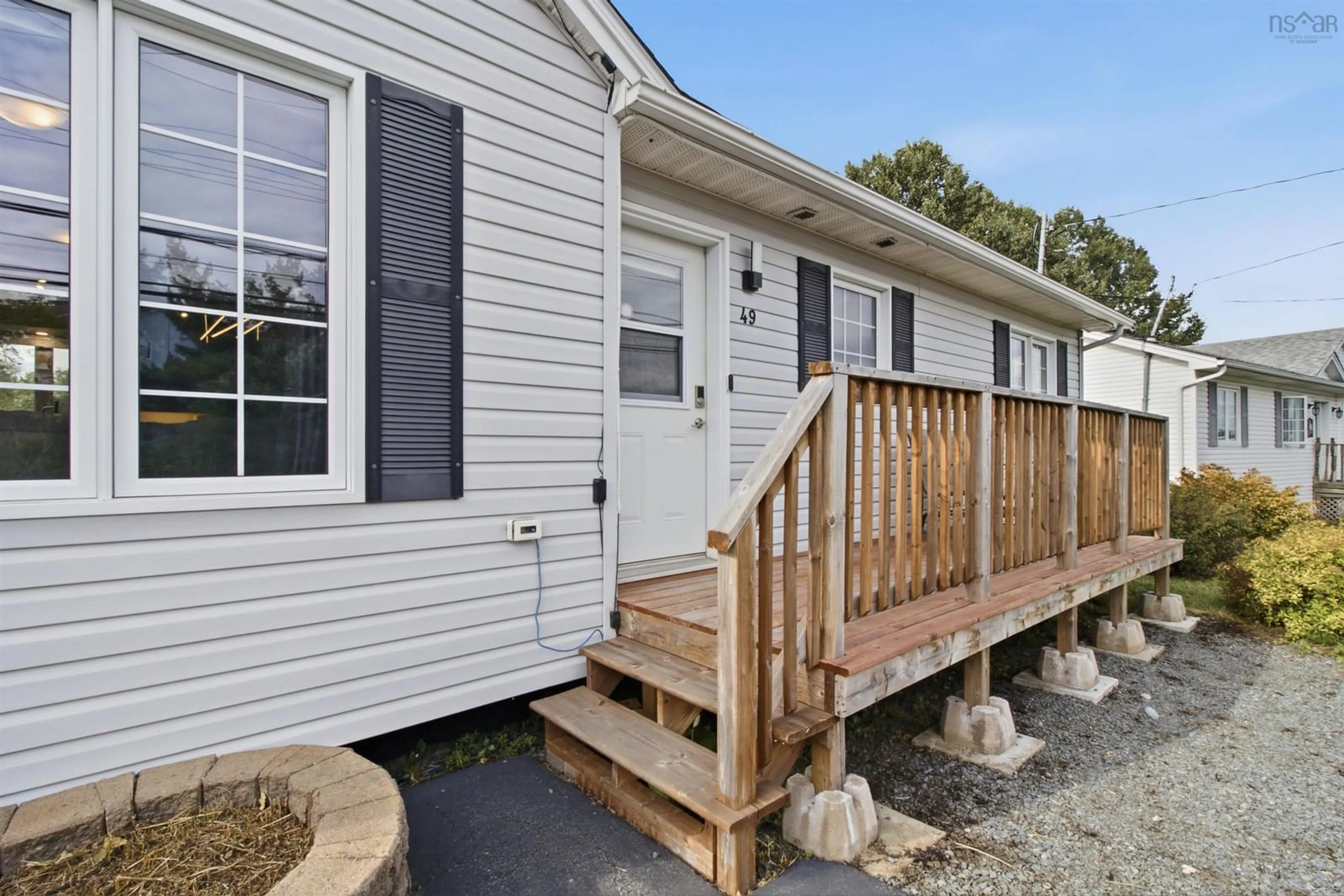 Home with vinyl exterior material, street for 49 Lucasville Rd, Middle Sackville Nova Scotia B4E 3E8