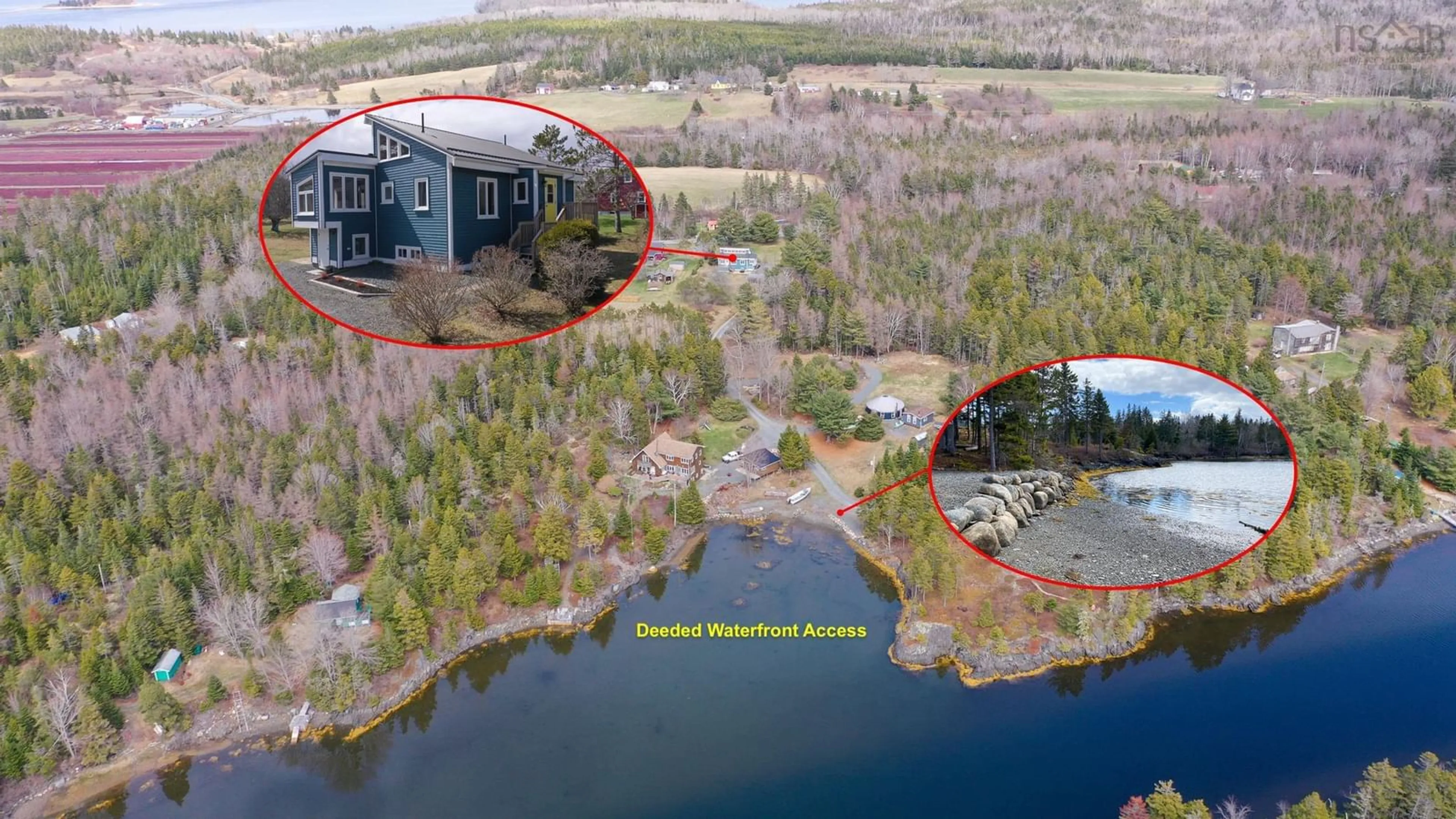 A pic from outside/outdoor area/front of a property/back of a property/a pic from drone, water/lake/river/ocean view for 12 Whynacht Cove Rd, Heckmans Island Nova Scotia B0J 2C0