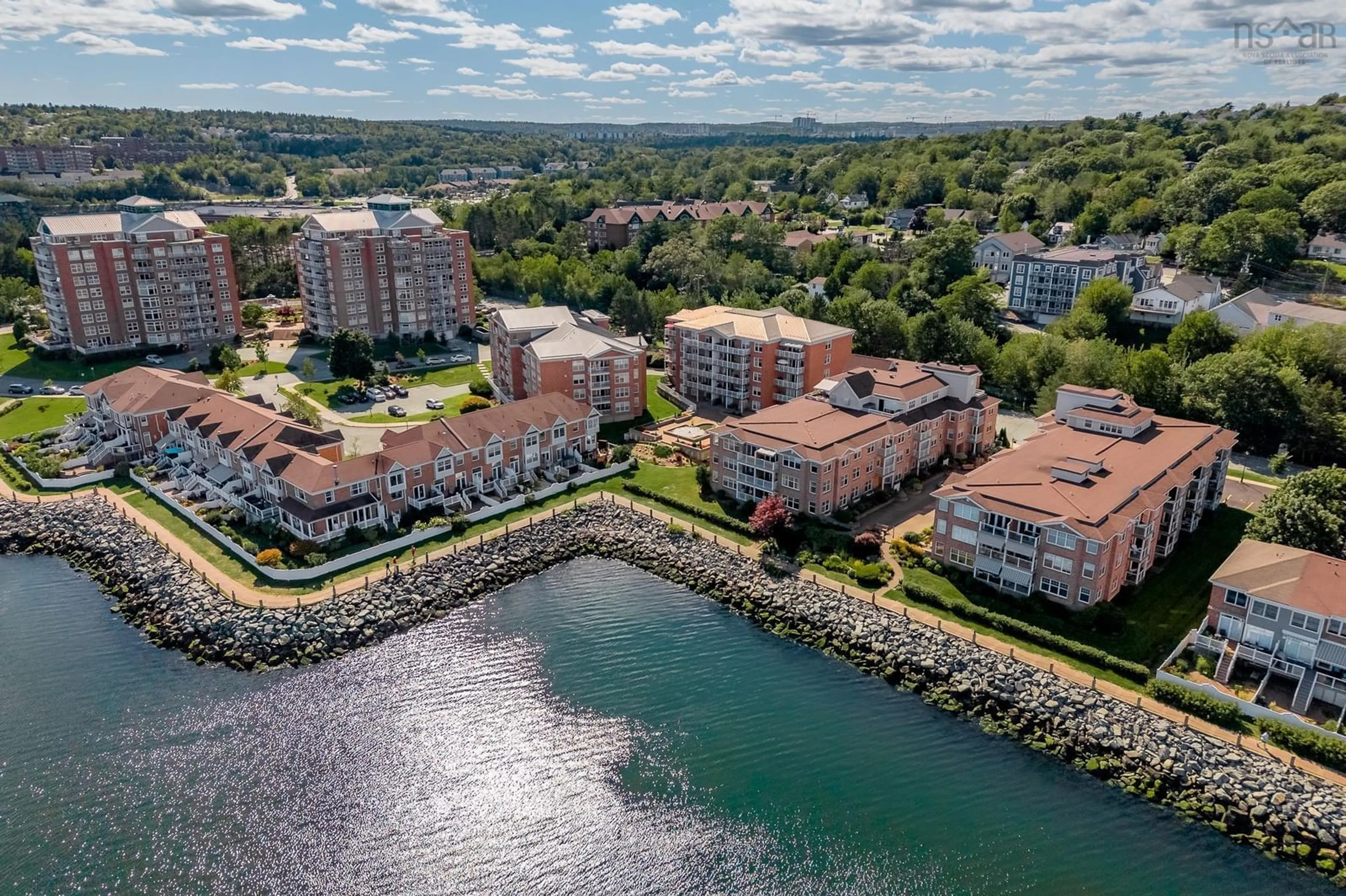 A pic from outside/outdoor area/front of a property/back of a property/a pic from drone, water/lake/river/ocean view for 50 Waterfront Dr #102, Bedford Nova Scotia B4A 4H3