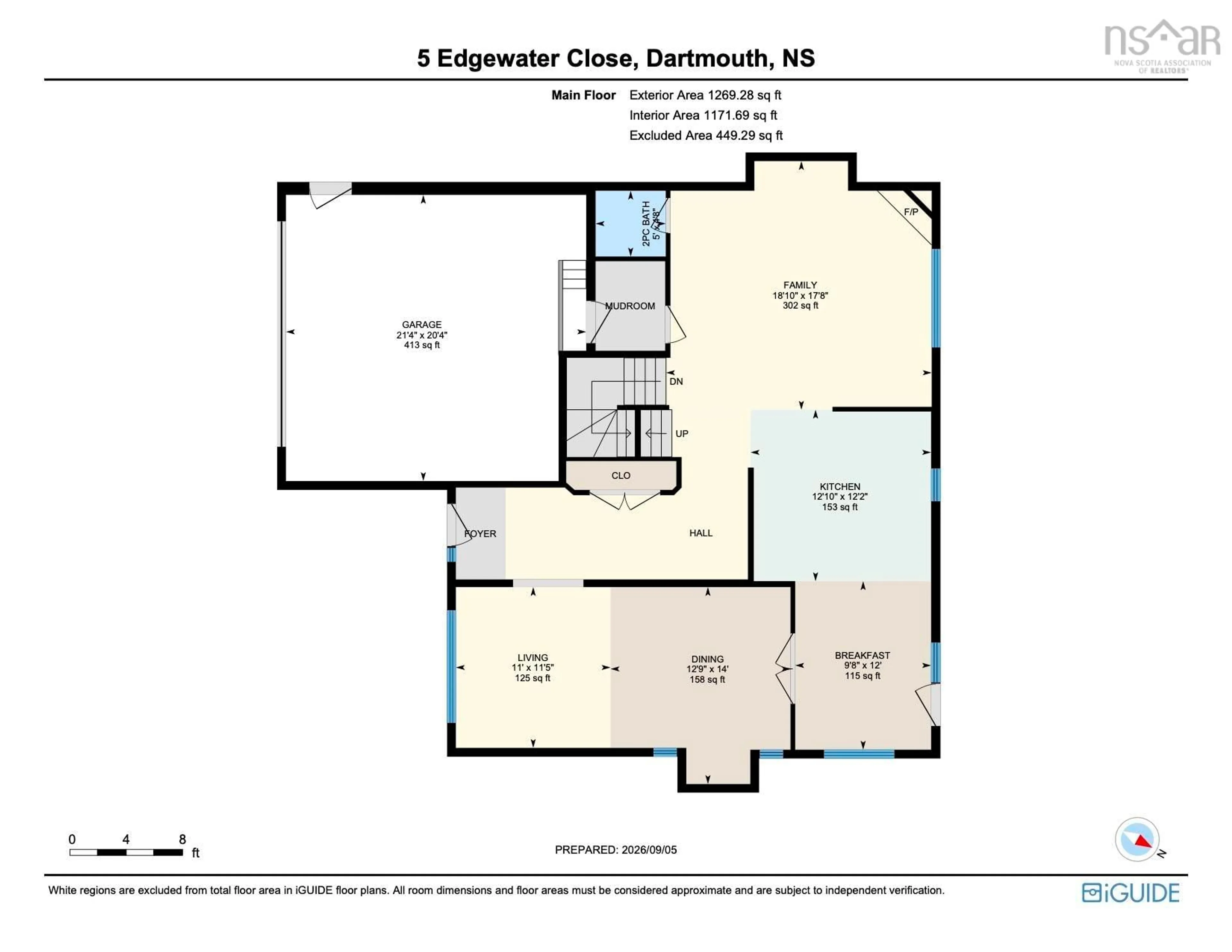 Floor plan for 5 Edgewater Close, Dartmouth Nova Scotia B2W 6S3