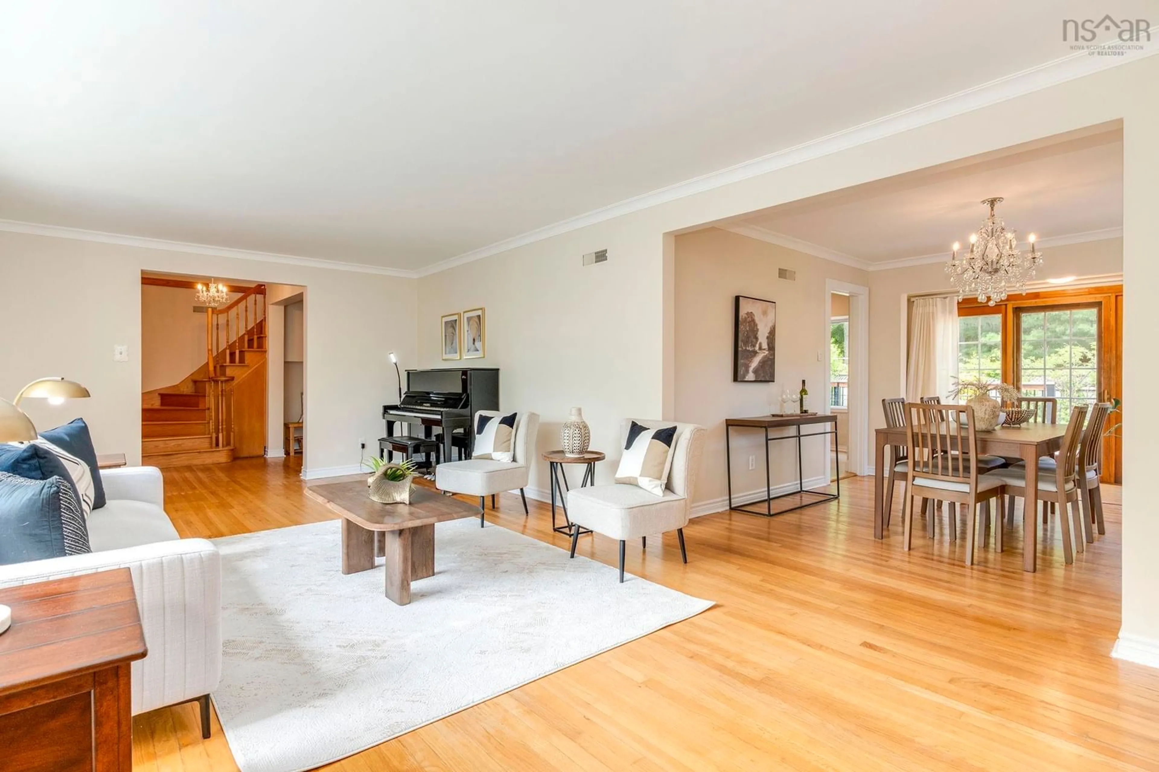 Living room with furniture, wood/laminate floor for 985 Beaufort Ave, Halifax Nova Scotia B3H 3X9
