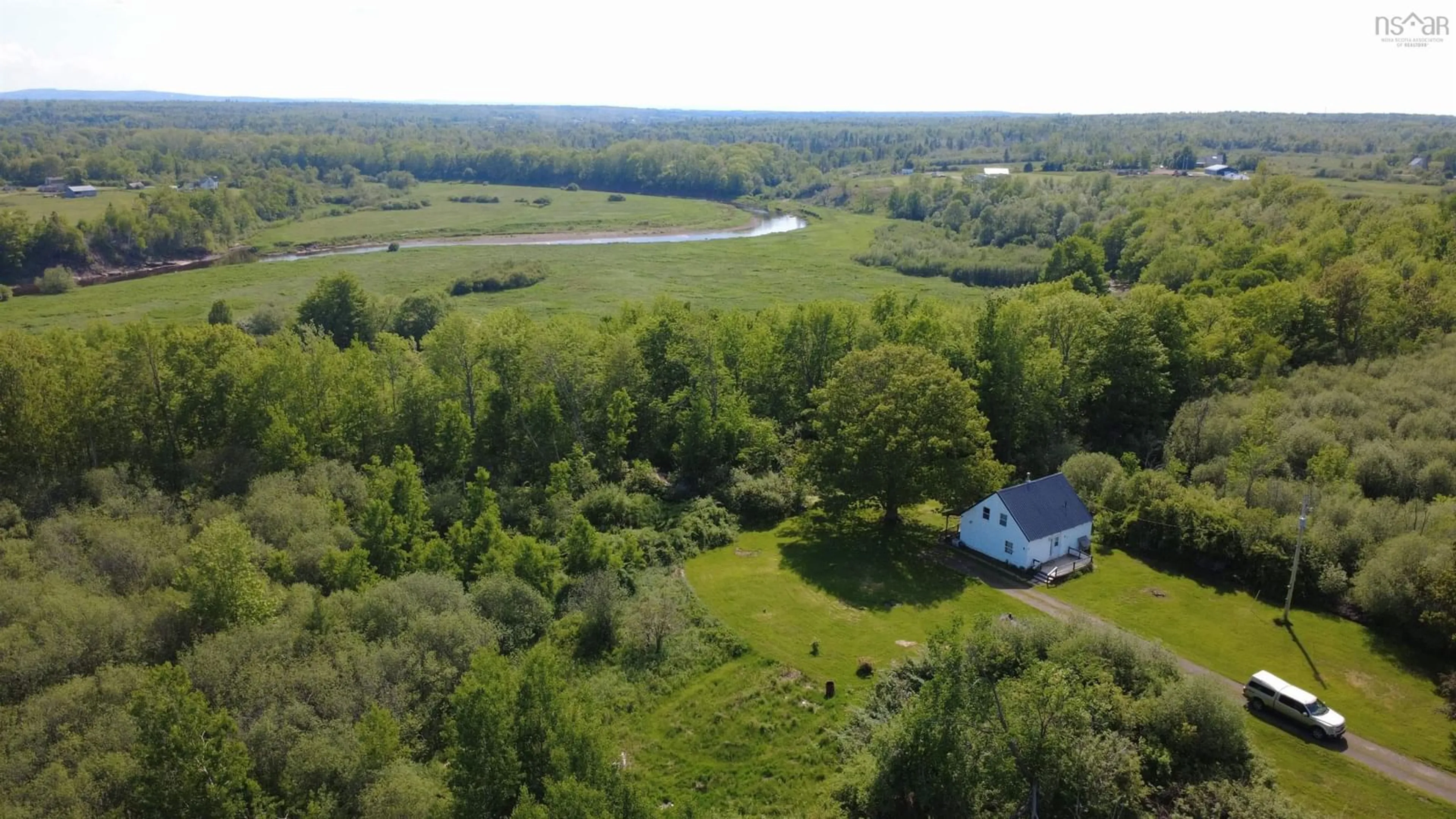 A pic from outside/outdoor area/front of a property/back of a property/a pic from drone, water/lake/river/ocean view for 150 Roger Rd, Welsford Nova Scotia B0K 1N0