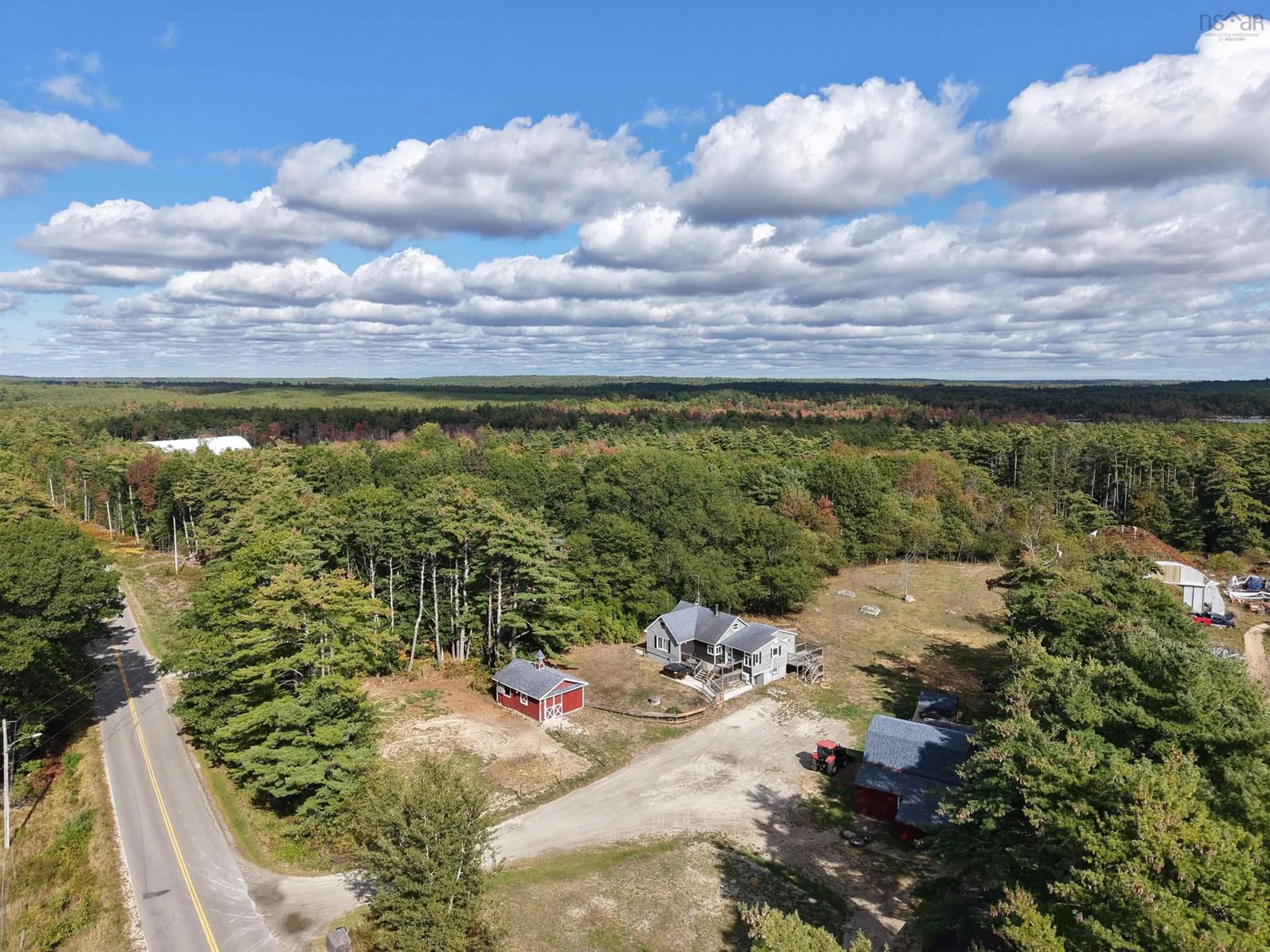 A pic from outside/outdoor area/front of a property/back of a property/a pic from drone, forest/trees view for 9431 Upper Clyde Rd, Welshtown Nova Scotia B0T 1W0