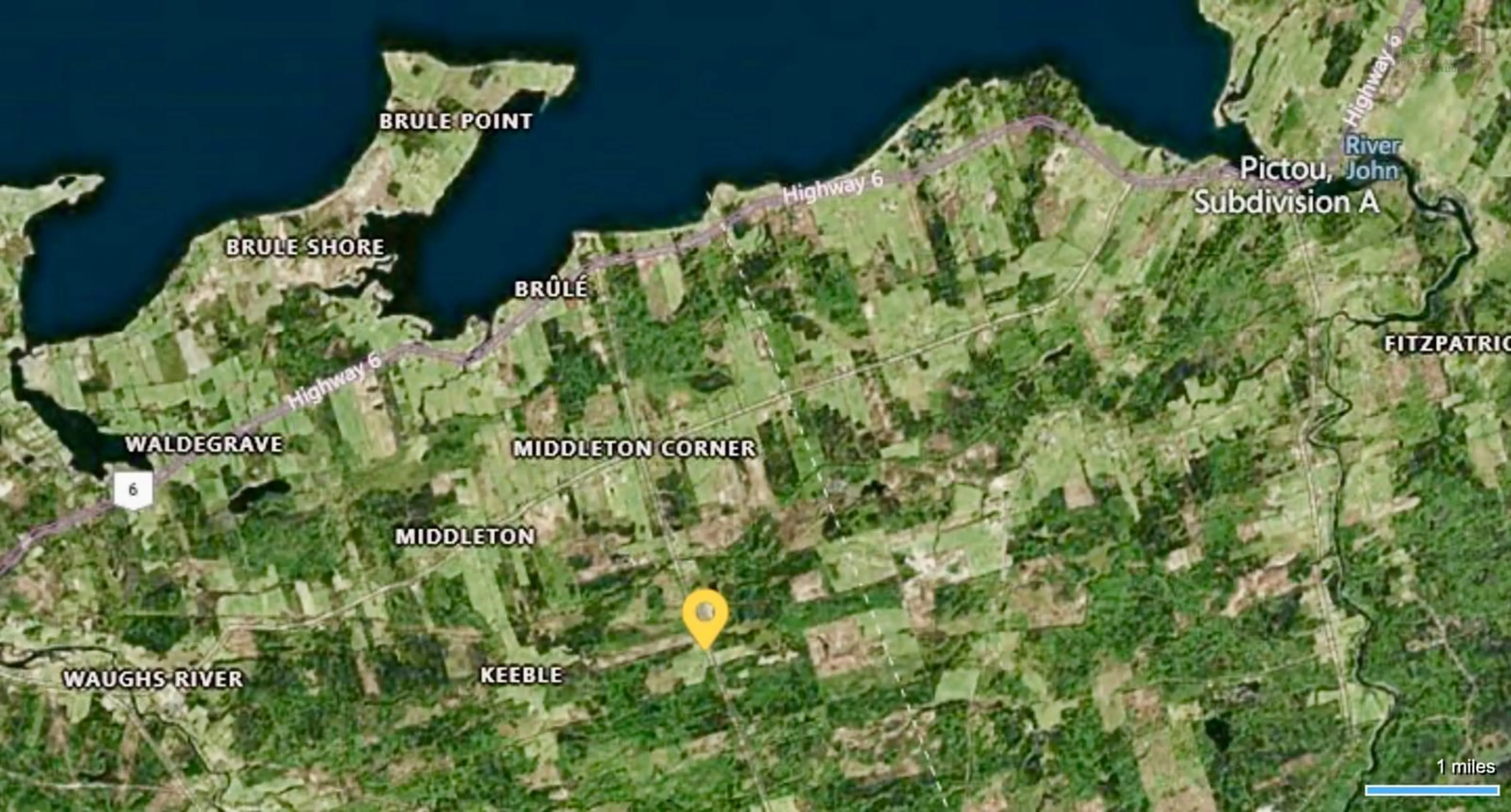 Picture of a map for 2907 Highway 326, Denmark Nova Scotia B0K 1V0