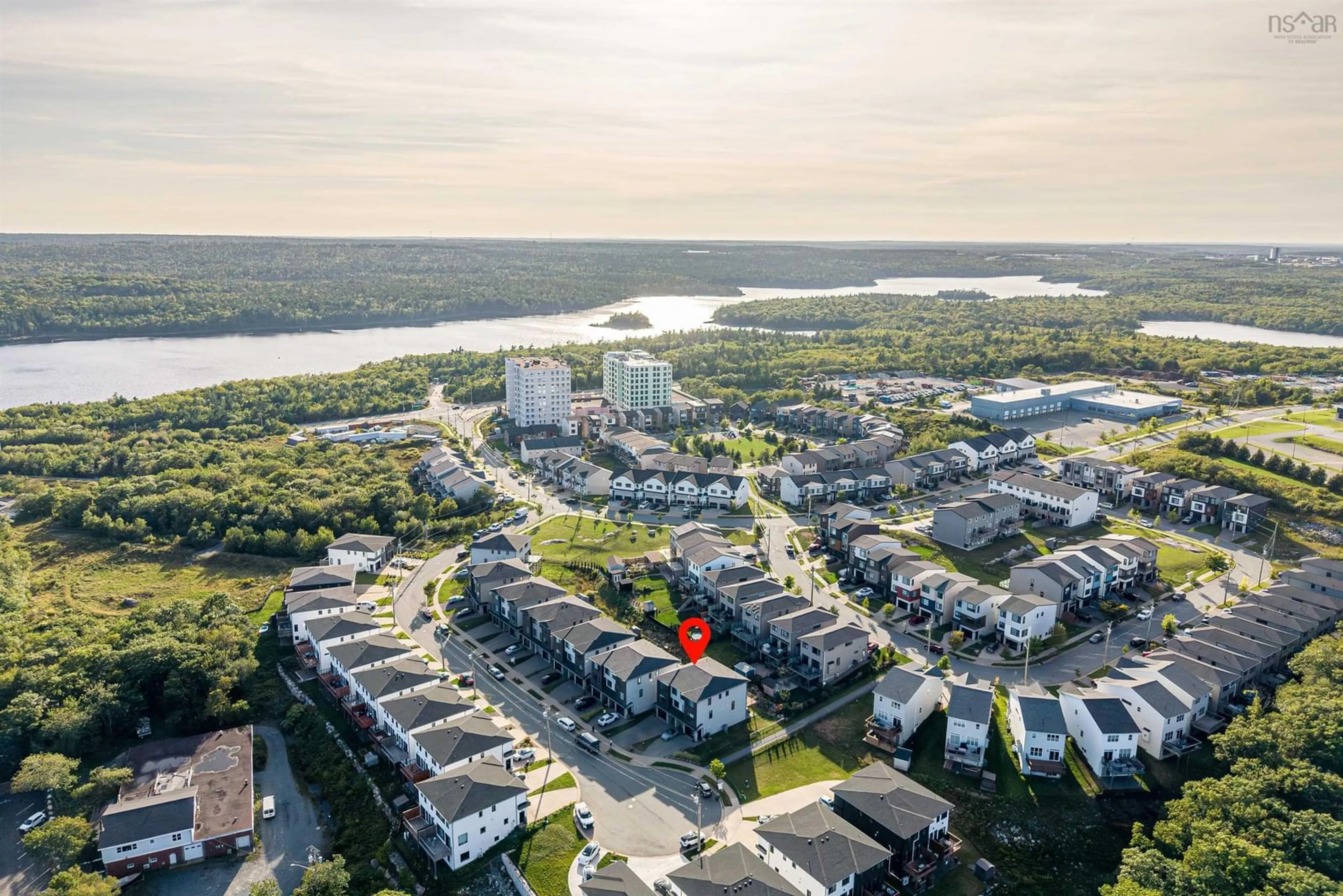 A pic from outside/outdoor area/front of a property/back of a property/a pic from drone, water/lake/river/ocean view for 60 Grenoble Crt, Halifax Nova Scotia B3P 0J7