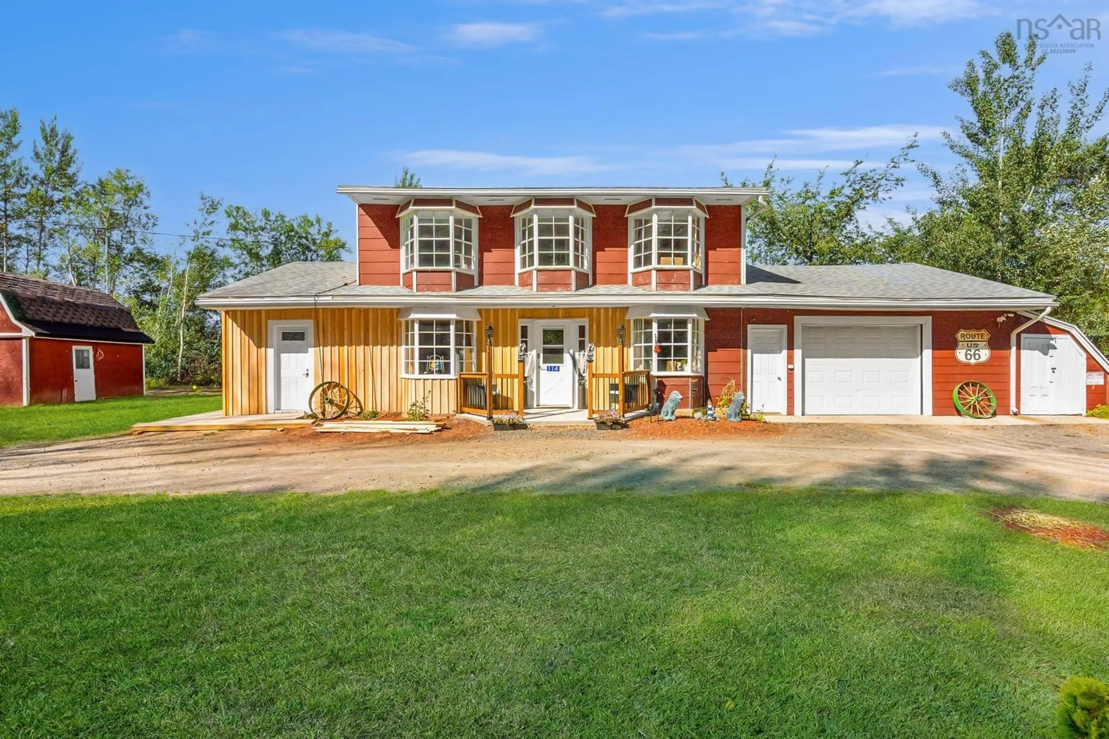 Home with brick exterior material, street for 114 Bog Rd, Berwick West Nova Scotia B0P 1E0
