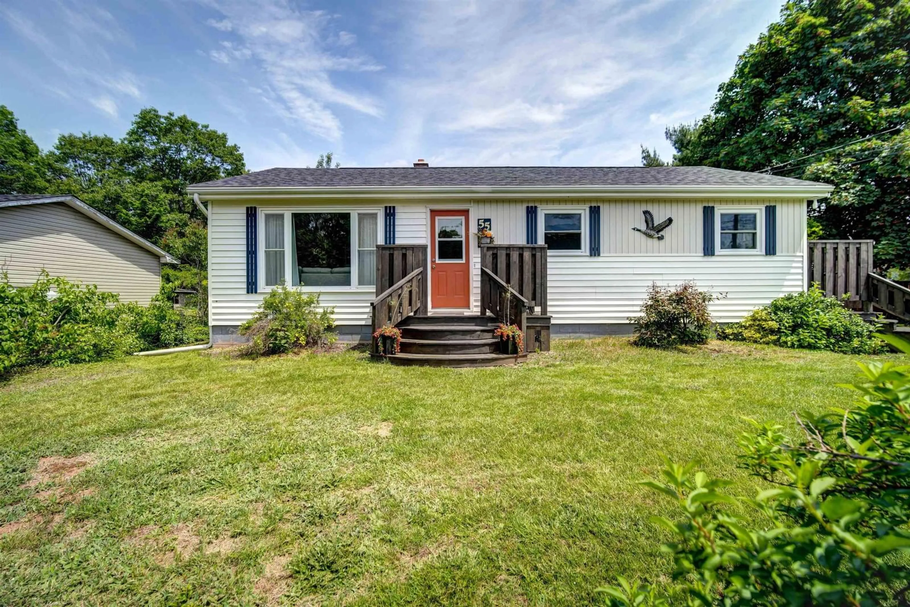 Home with vinyl exterior material, street for 55 Orchard Dr, New Minas Nova Scotia B4N 3L6