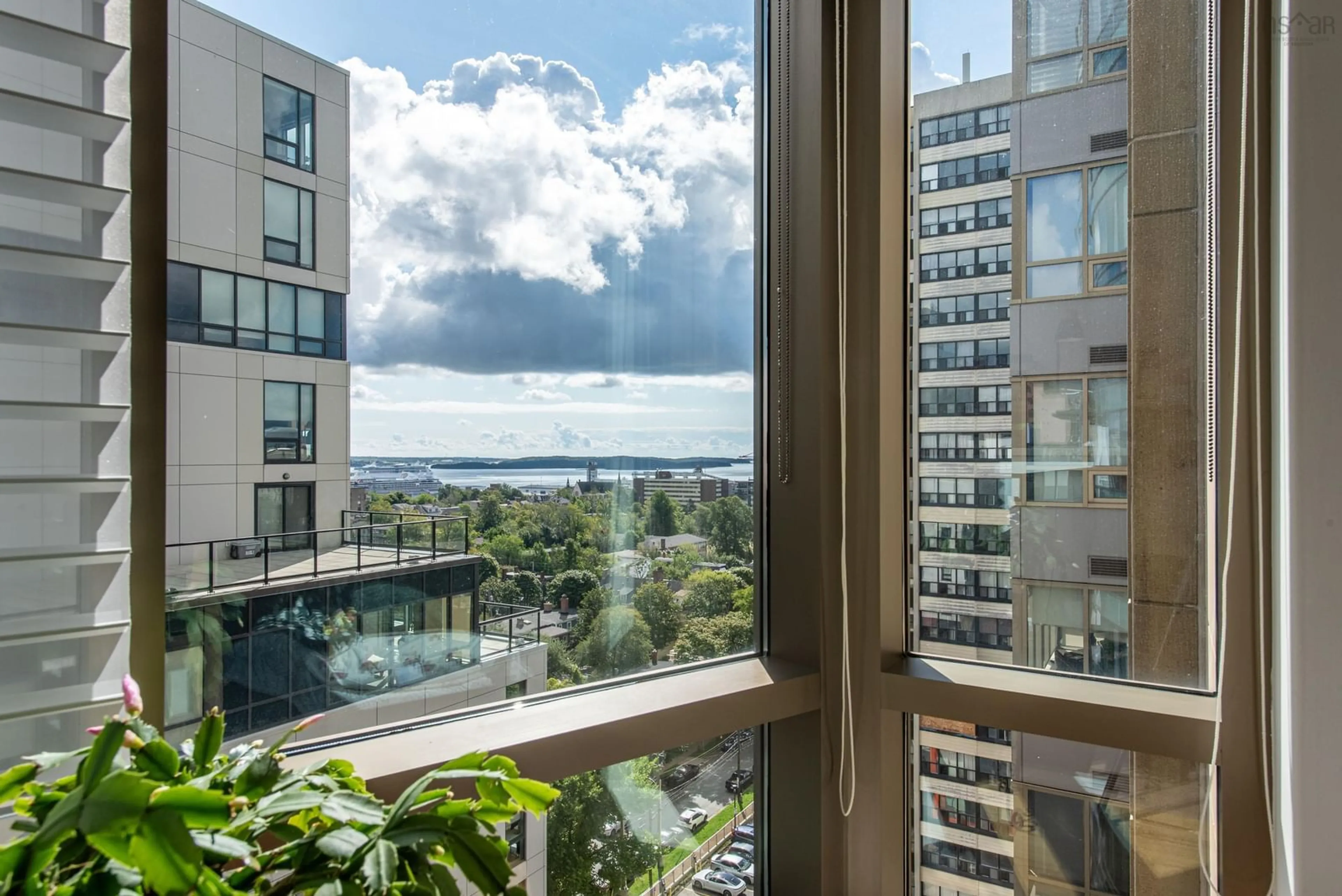 Balcony in the apartment, city buildings view from balcony for 1445 South Park St #1207, Halifax Nova Scotia B3J 0B6