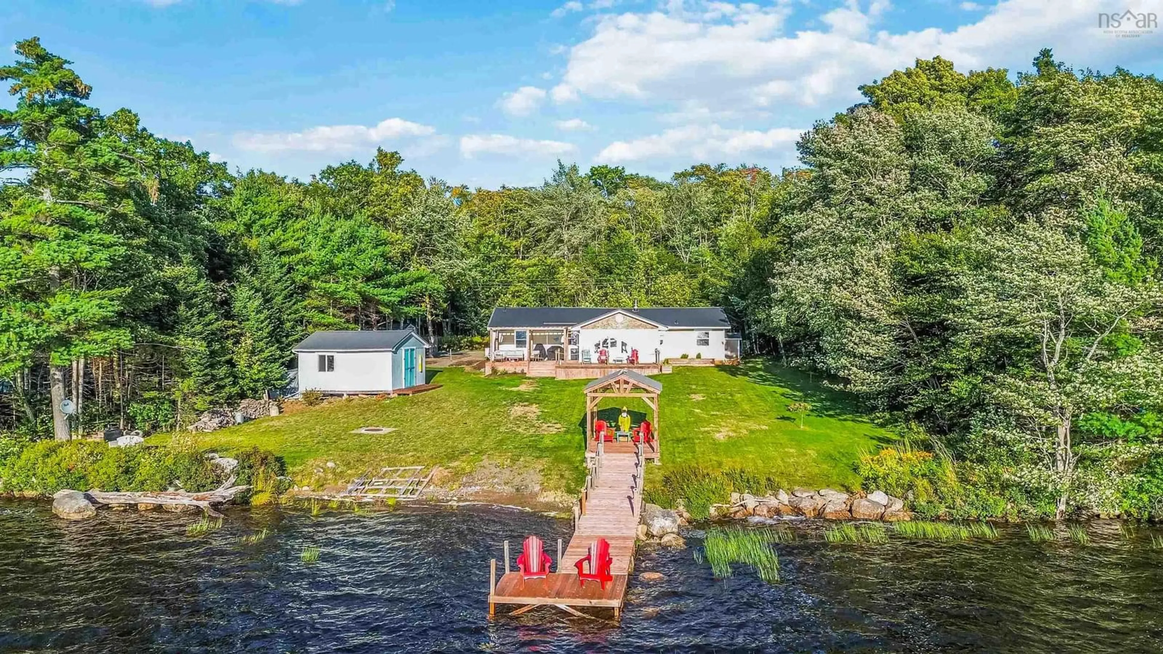 A pic from outside/outdoor area/front of a property/back of a property/a pic from drone, water/lake/river/ocean view for 131 Meadow Lane, Murphy Lake Nova Scotia B4N 1G9