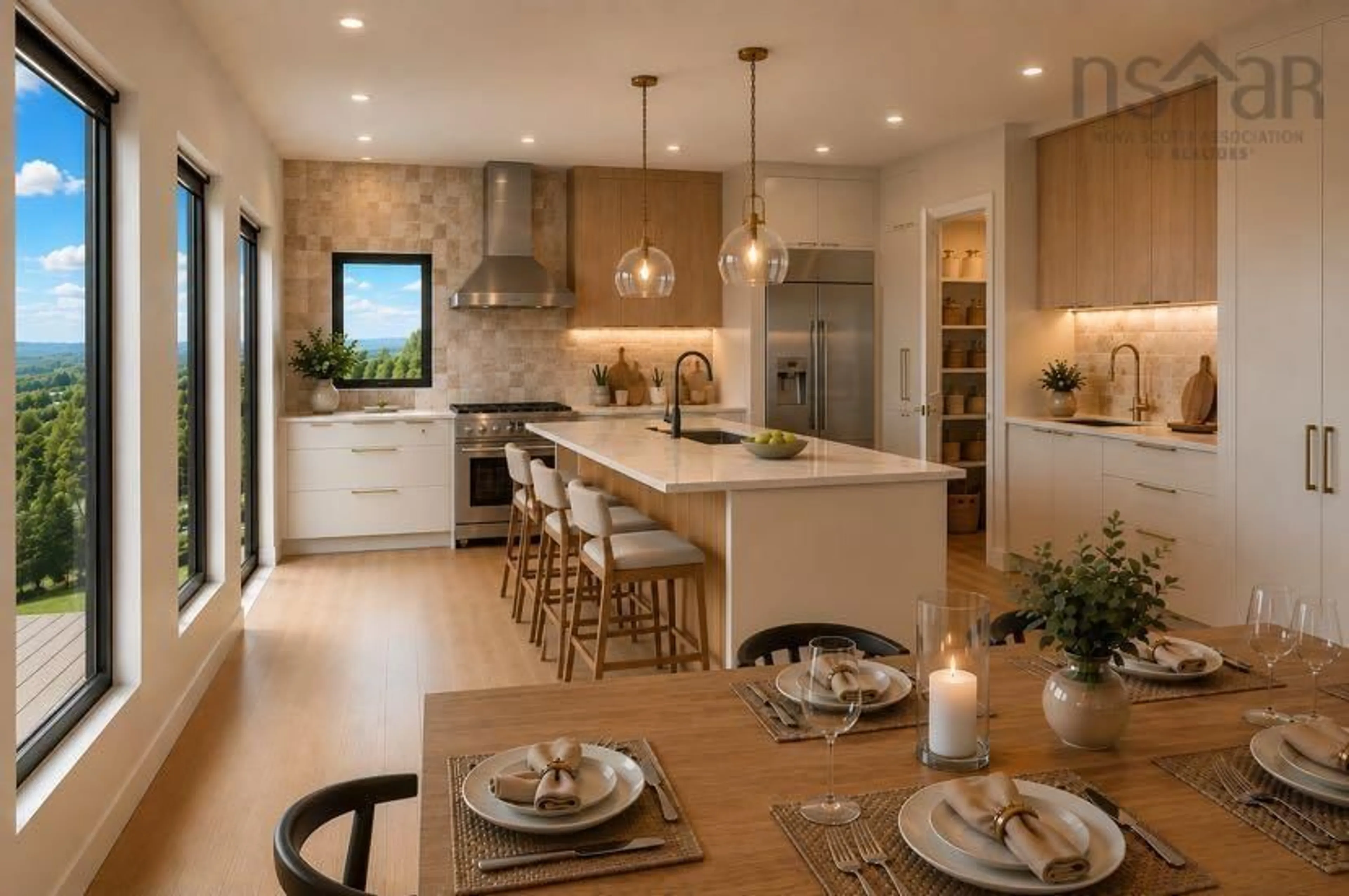 Open concept kitchen, ceramic/tile floor for 90 Cannon Rock Lane, Shad Bay Nova Scotia B3T 2H3