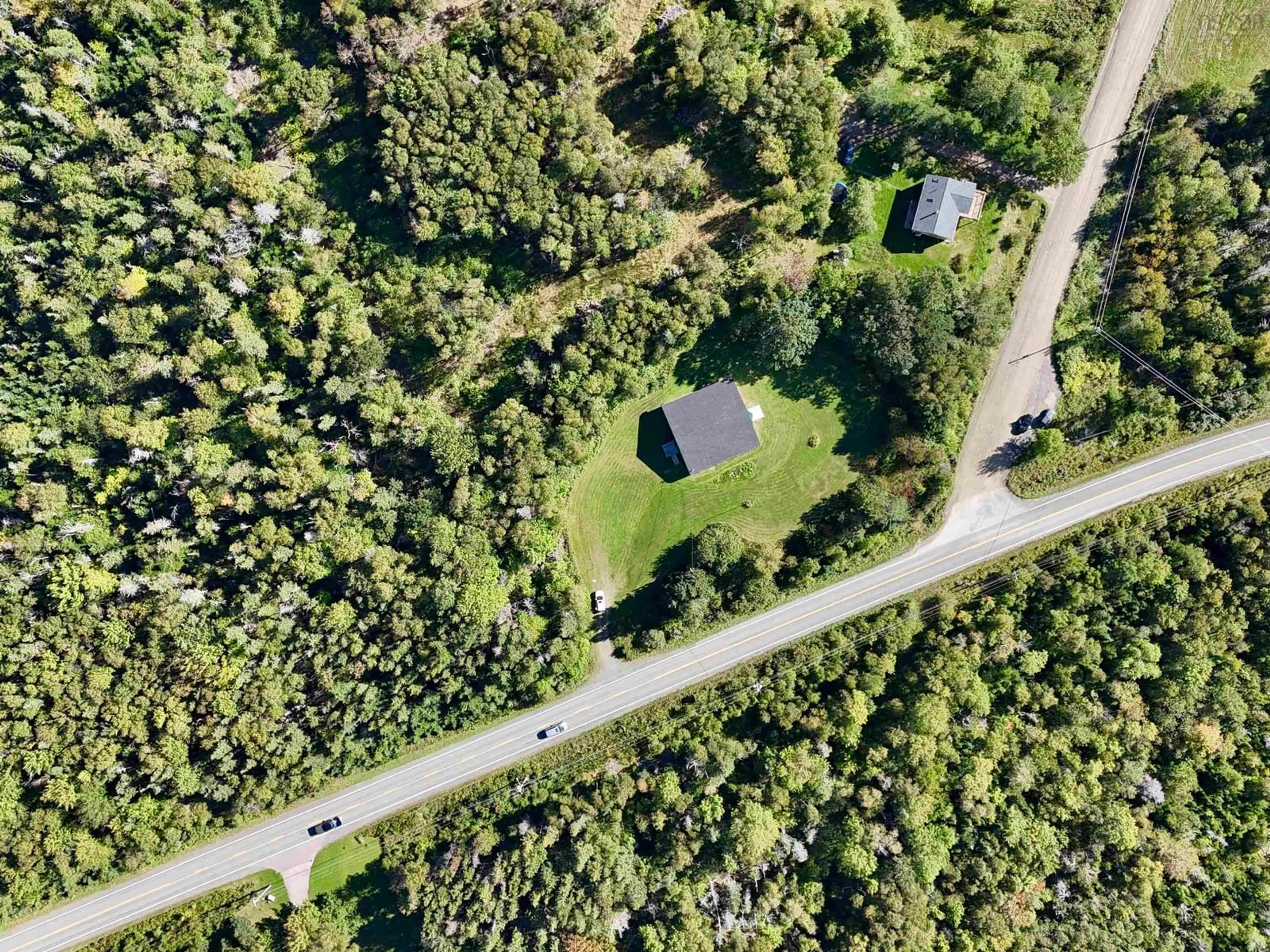 A pic from outside/outdoor area/front of a property/back of a property/a pic from drone, forest/trees view for 165552 Highway 19, Inverside Nova Scotia B0E 1N0