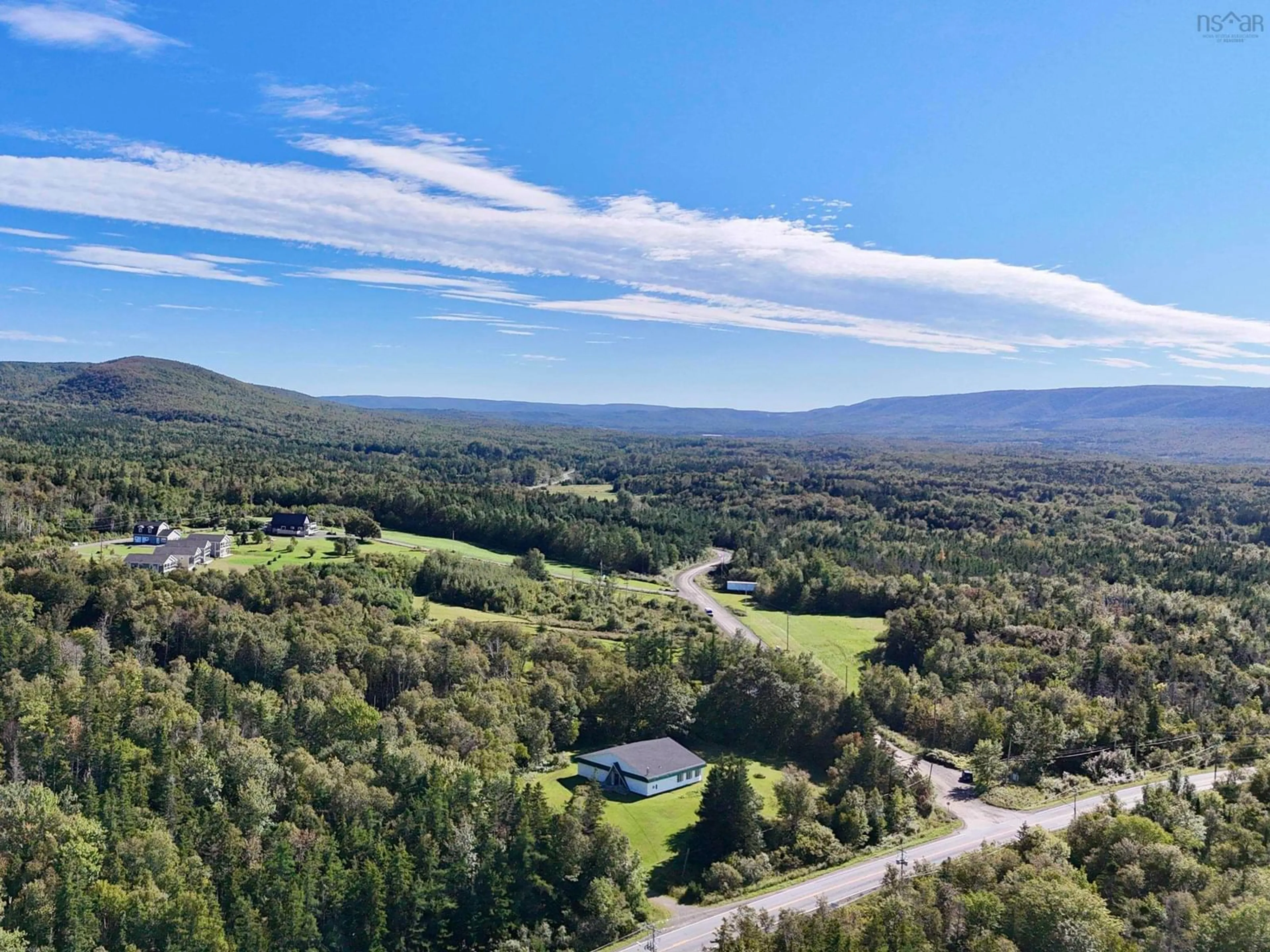 A pic from outside/outdoor area/front of a property/back of a property/a pic from drone, mountain view for 165552 Highway 19, Inverside Nova Scotia B0E 1N0